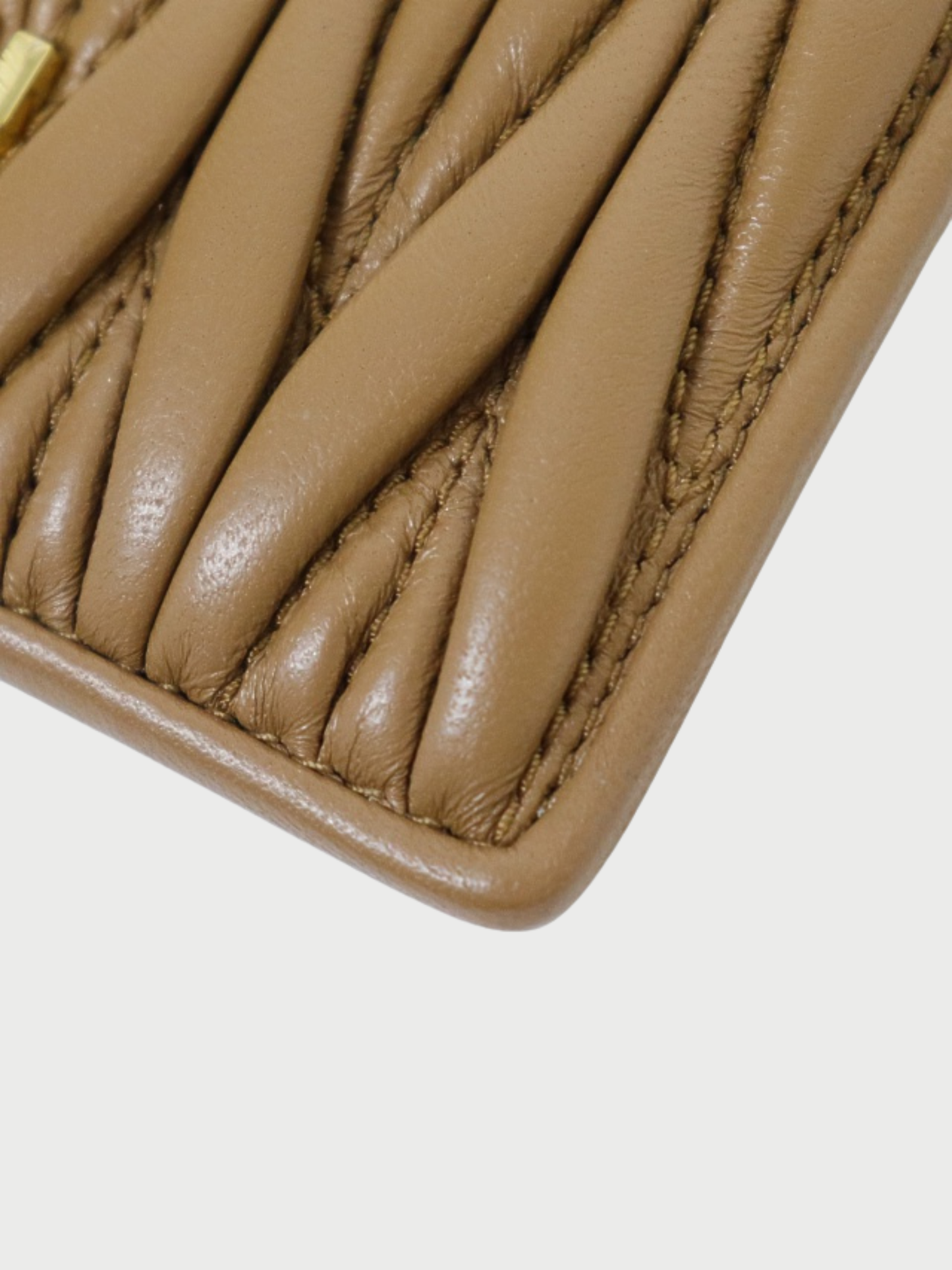 Miu Miu 2000s Brown Matelassé Leather Card Case