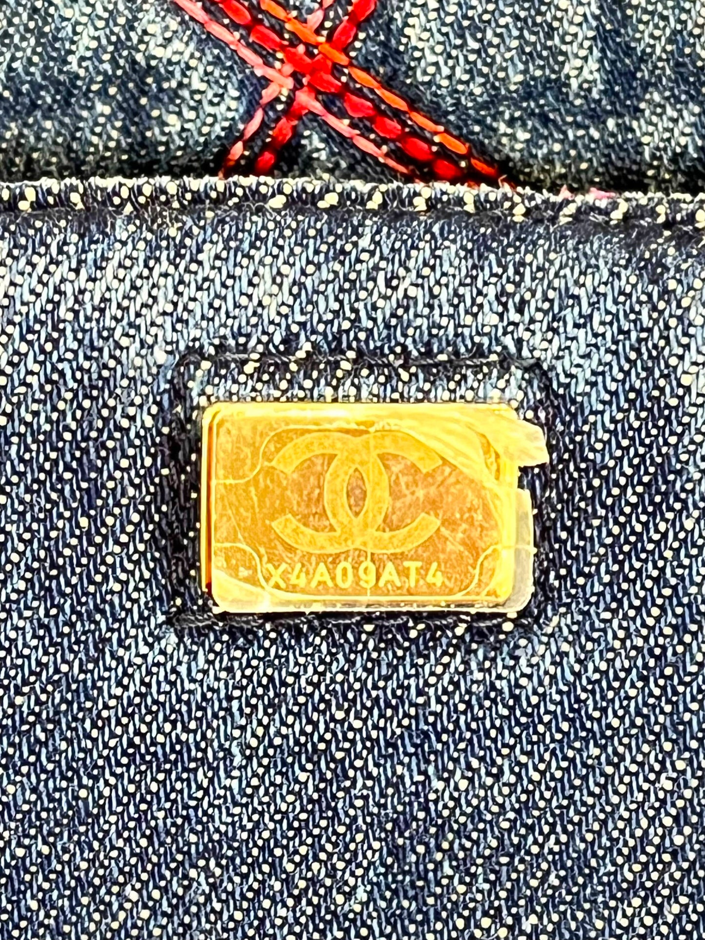 Chanel 2022 Denim Half Moon Bag with Pink Diamond Quilting