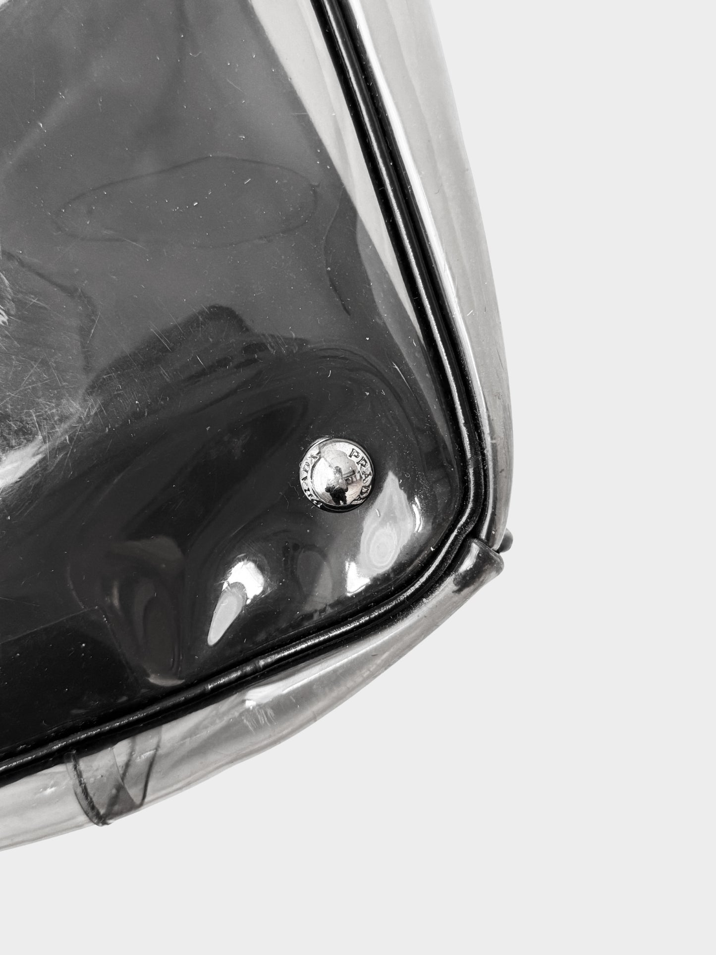 Prada SS 2010 Black PVC Plexi Kisslock Frame Tote Bag