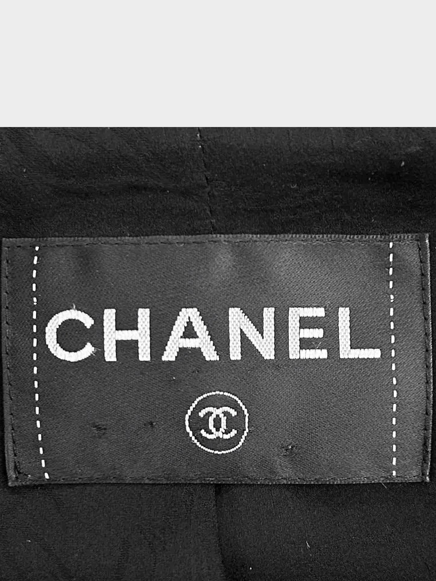 Chanel 2009 Black and White Linen Jacket with Contrast Collar and Cuffs