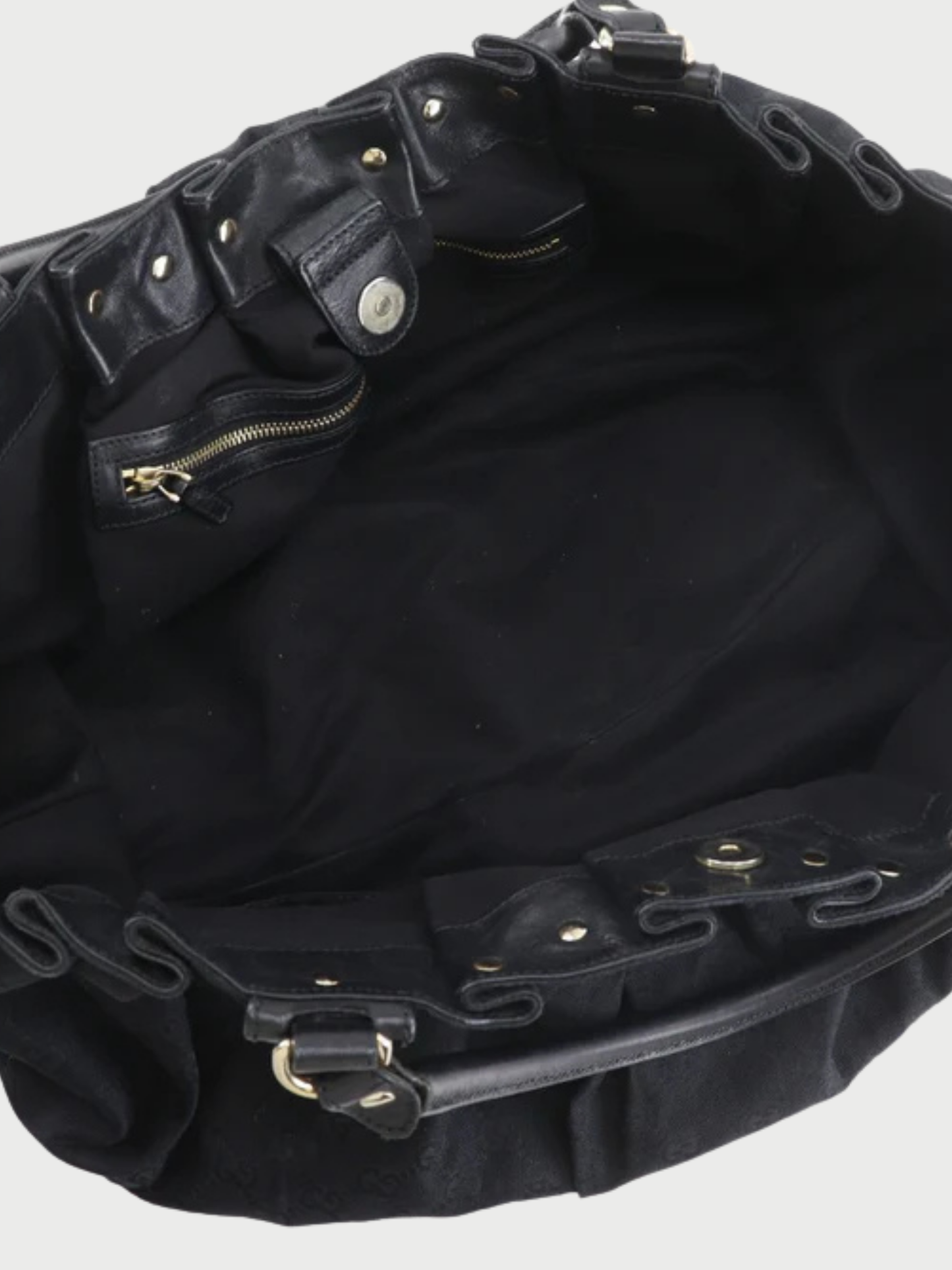 Gucci 2000s Black GG Canvas Studded Tote Bag