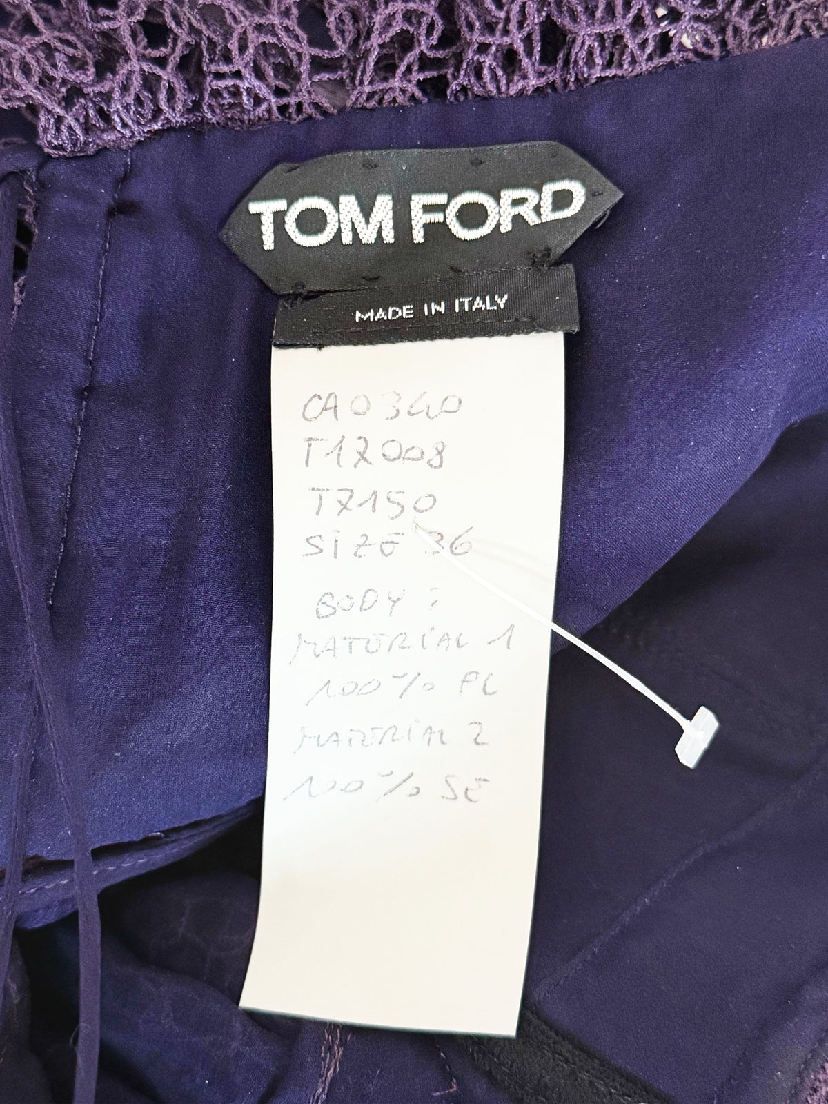 Tom Ford 2000s Purple Mesh Ruffled Bustier Long-sleeved Top
