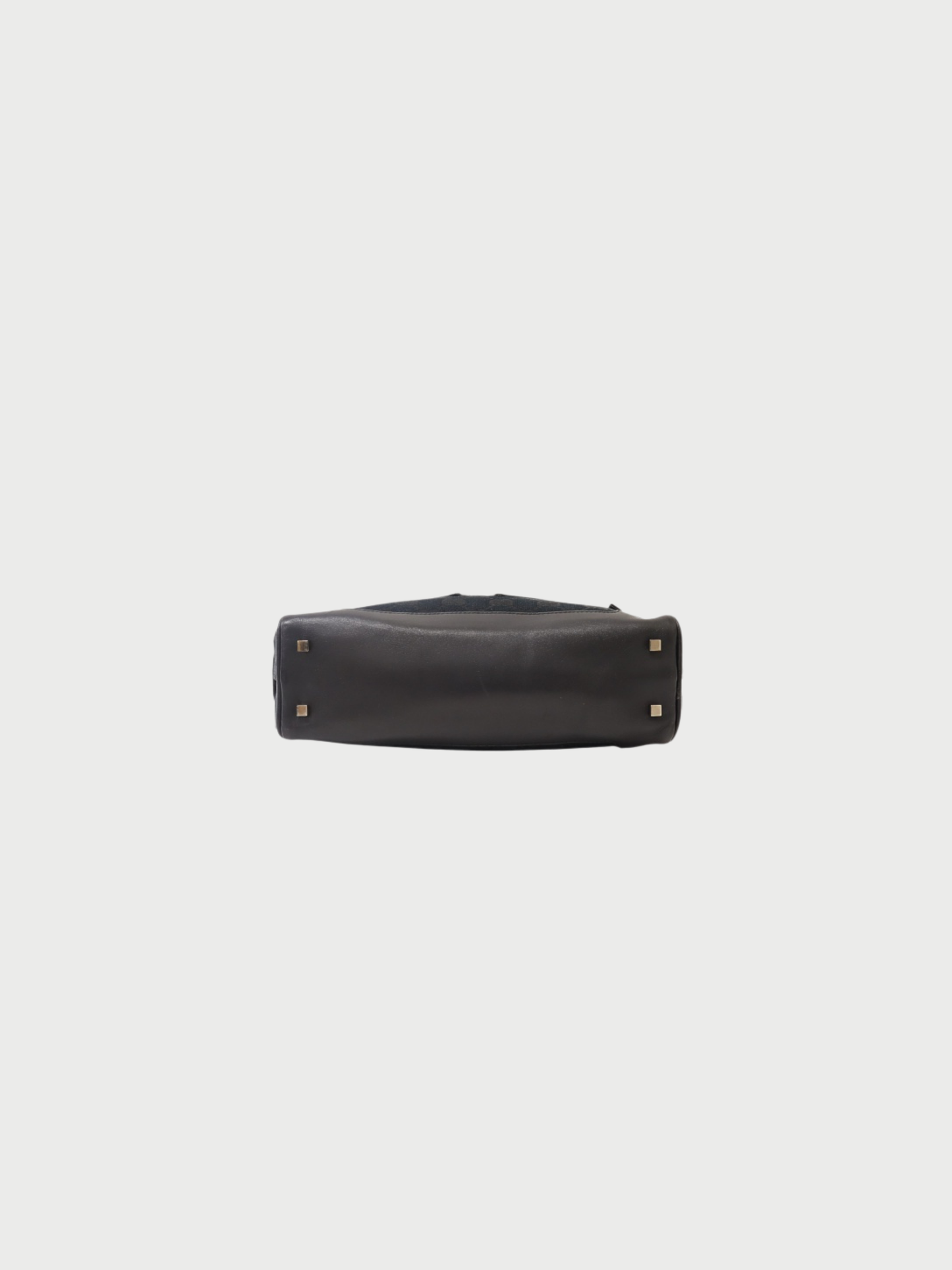 Gucci 2000s Black GG Canvas Leather Front Zip Handbag