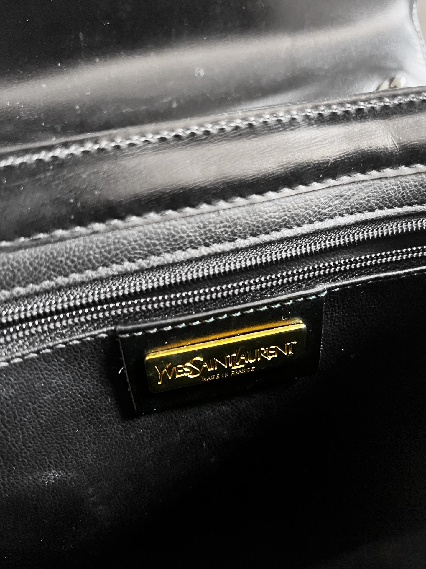 Yves Saint Laurent 1980s Black Leather Vintage Top Handle Bag