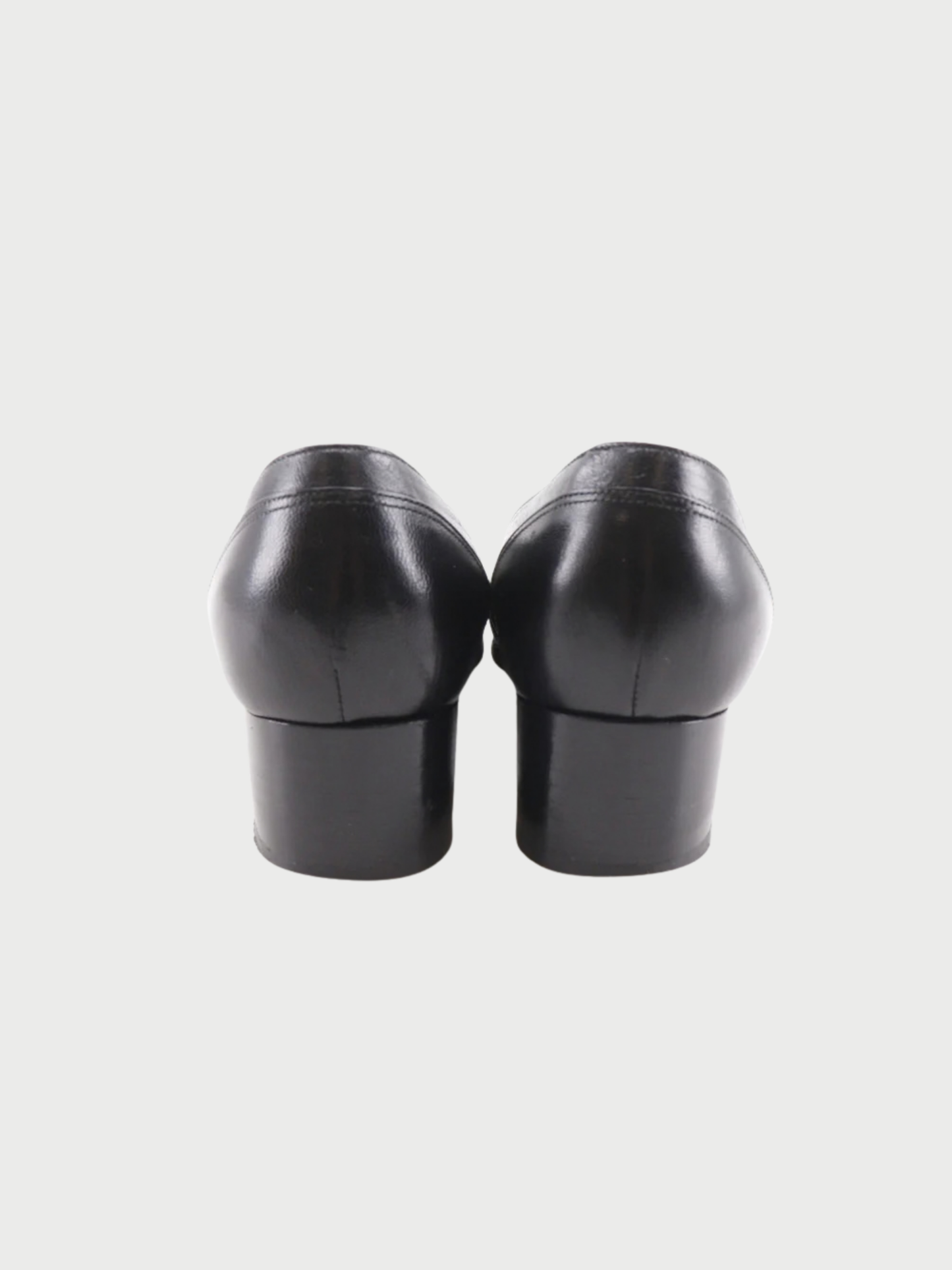 Chanel 1980s Black Leather Square Toe Pumps