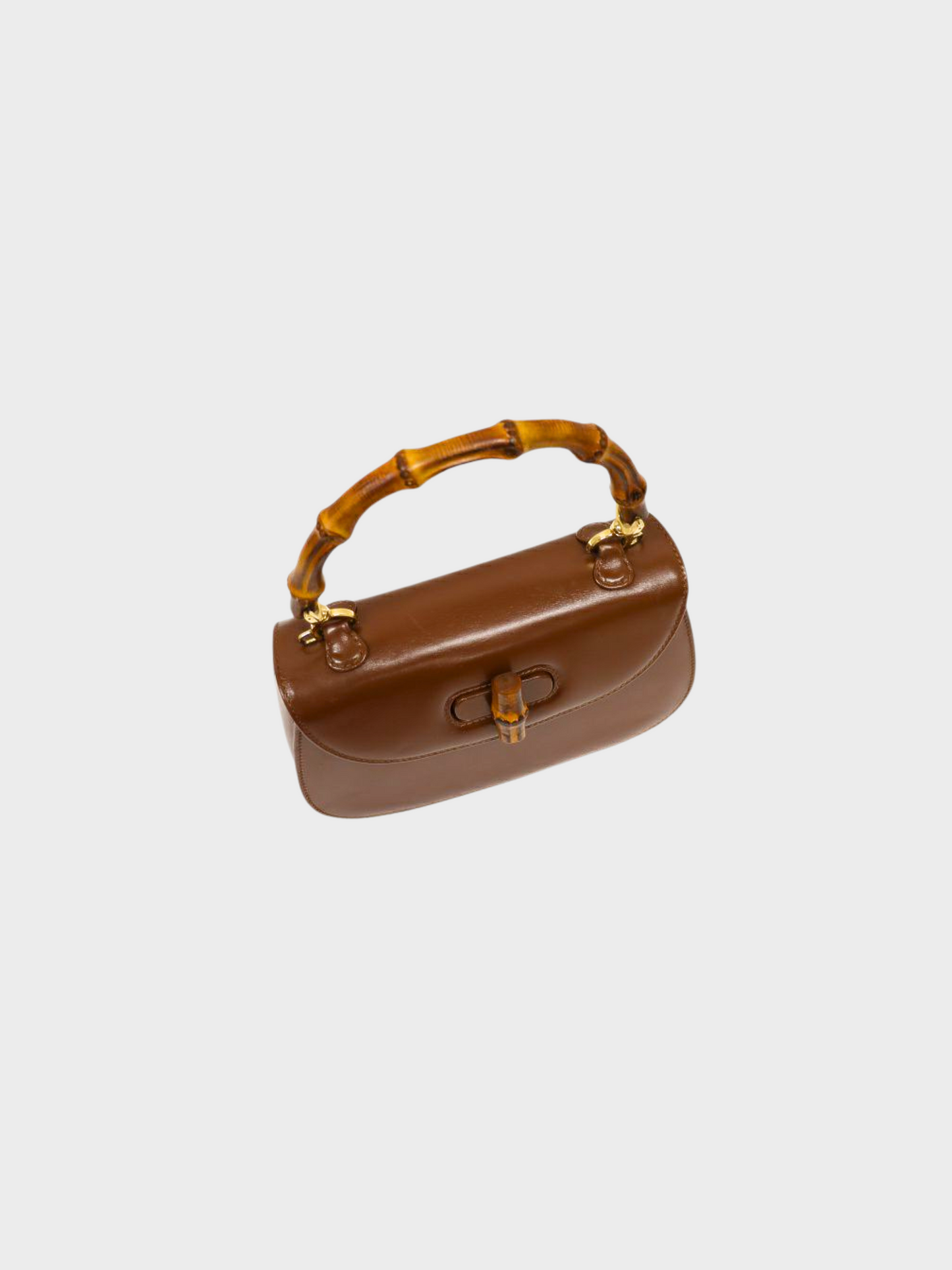 Gucci 1990s Brown Leather Bamboo 1947 Two-Way Bag