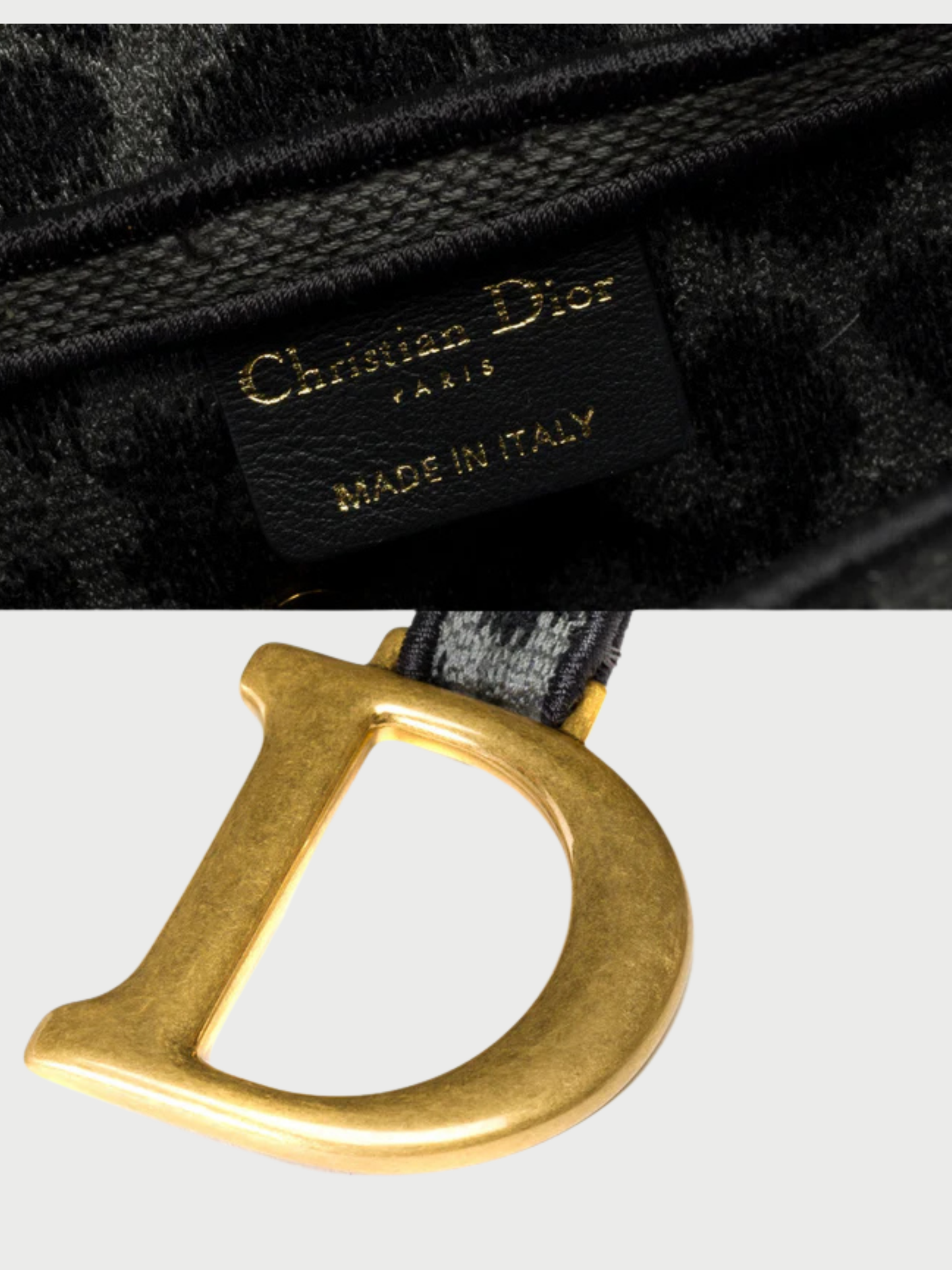 Christian Dior 2020s Grey Mizza Tweed Saddle Bag