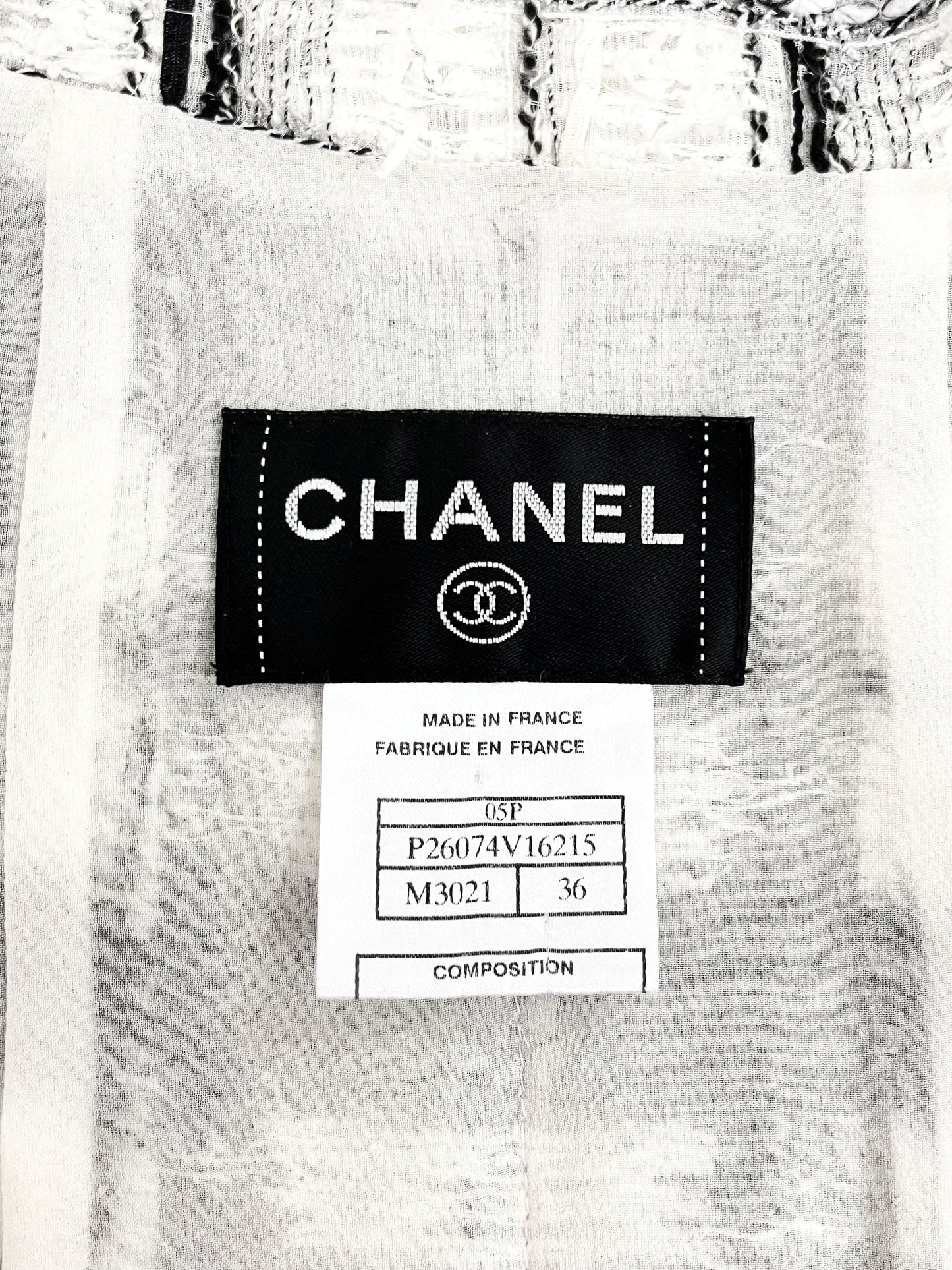 Chanel Spring 2005 Black and White Tweed Long Coat