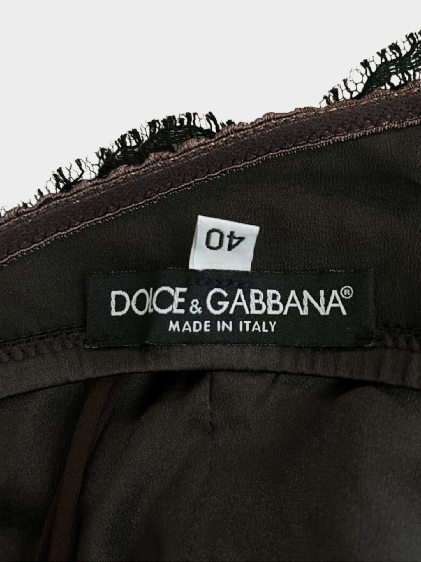 Dolce & Gabbana 2020s Chocolate Silk Satin Lace Bust Gown