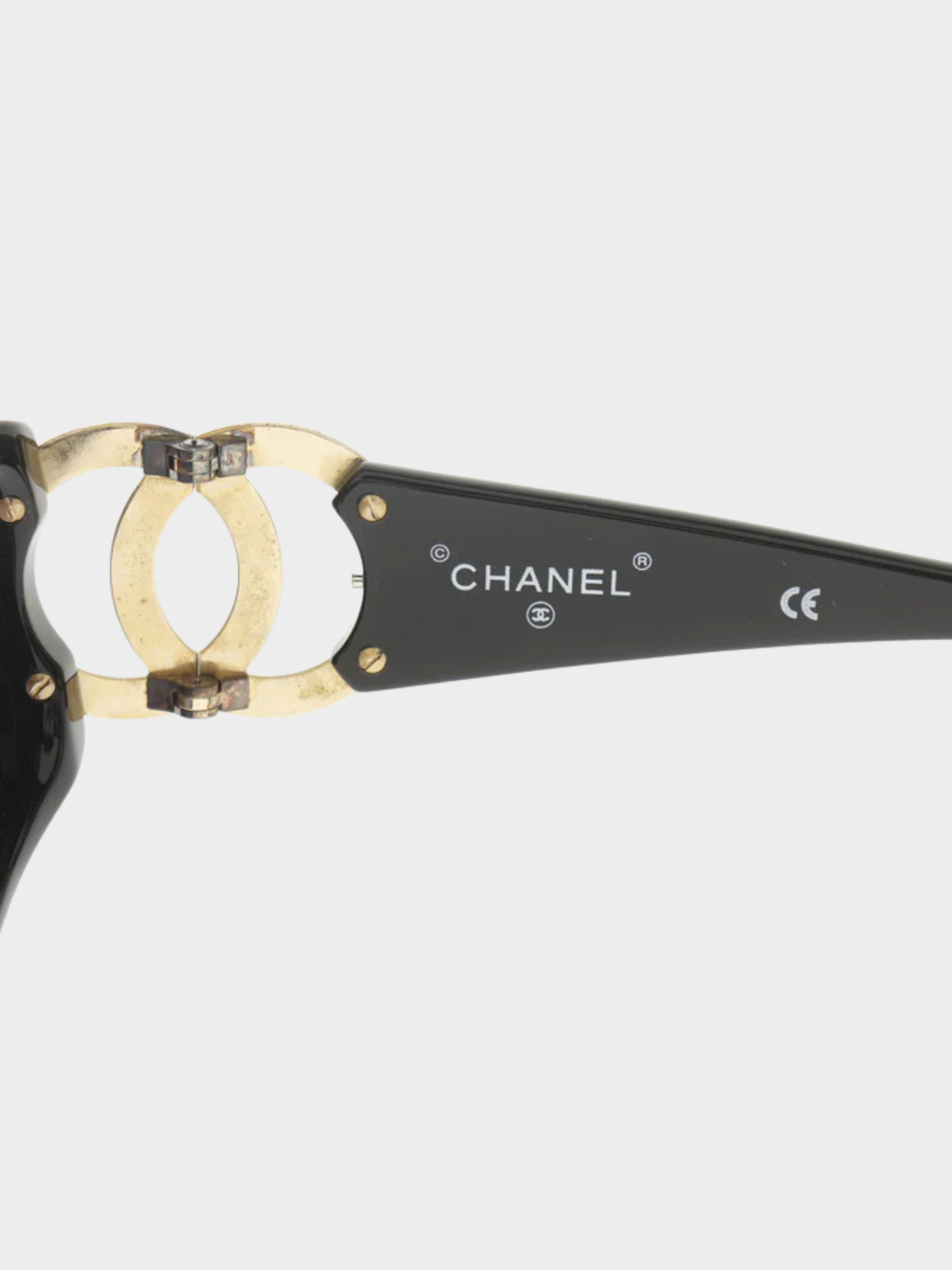Chanel 2000s Black Plastic COCO Mark Sunglasses