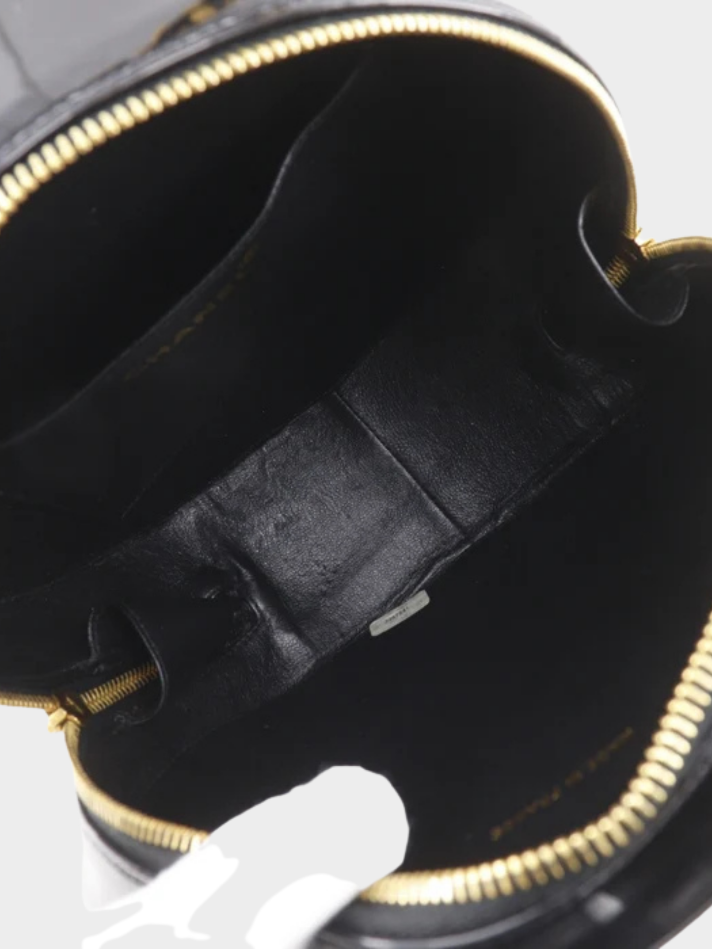 Chanel 1990s Black White Patent Leather Round Vanity Handbag