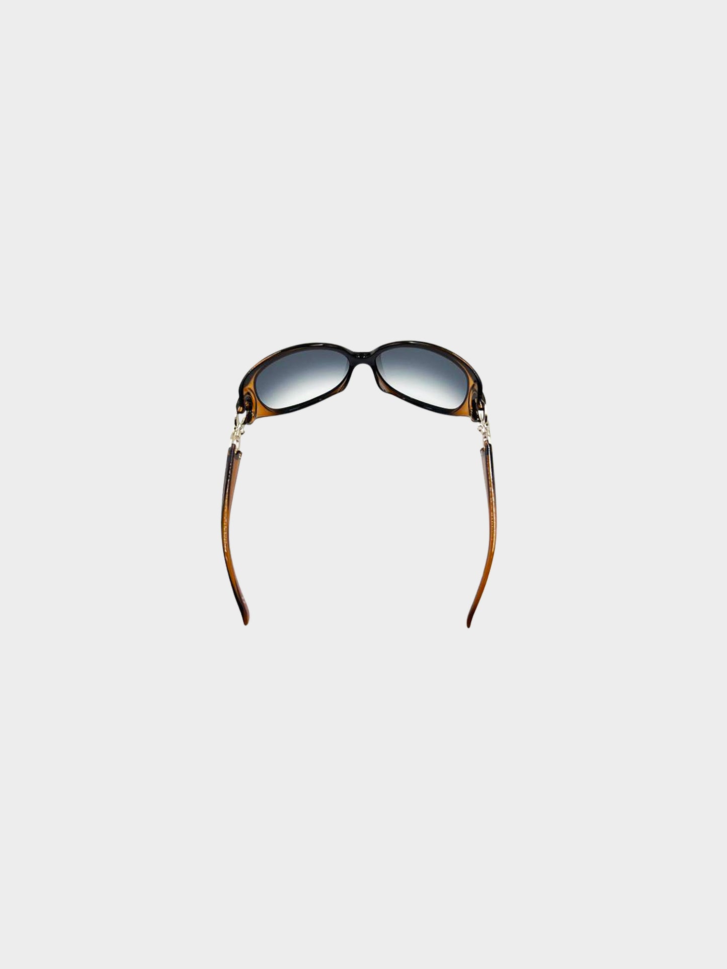 Christian Dior 2000s Brown Lady 1F/S Oversized Sunglasses