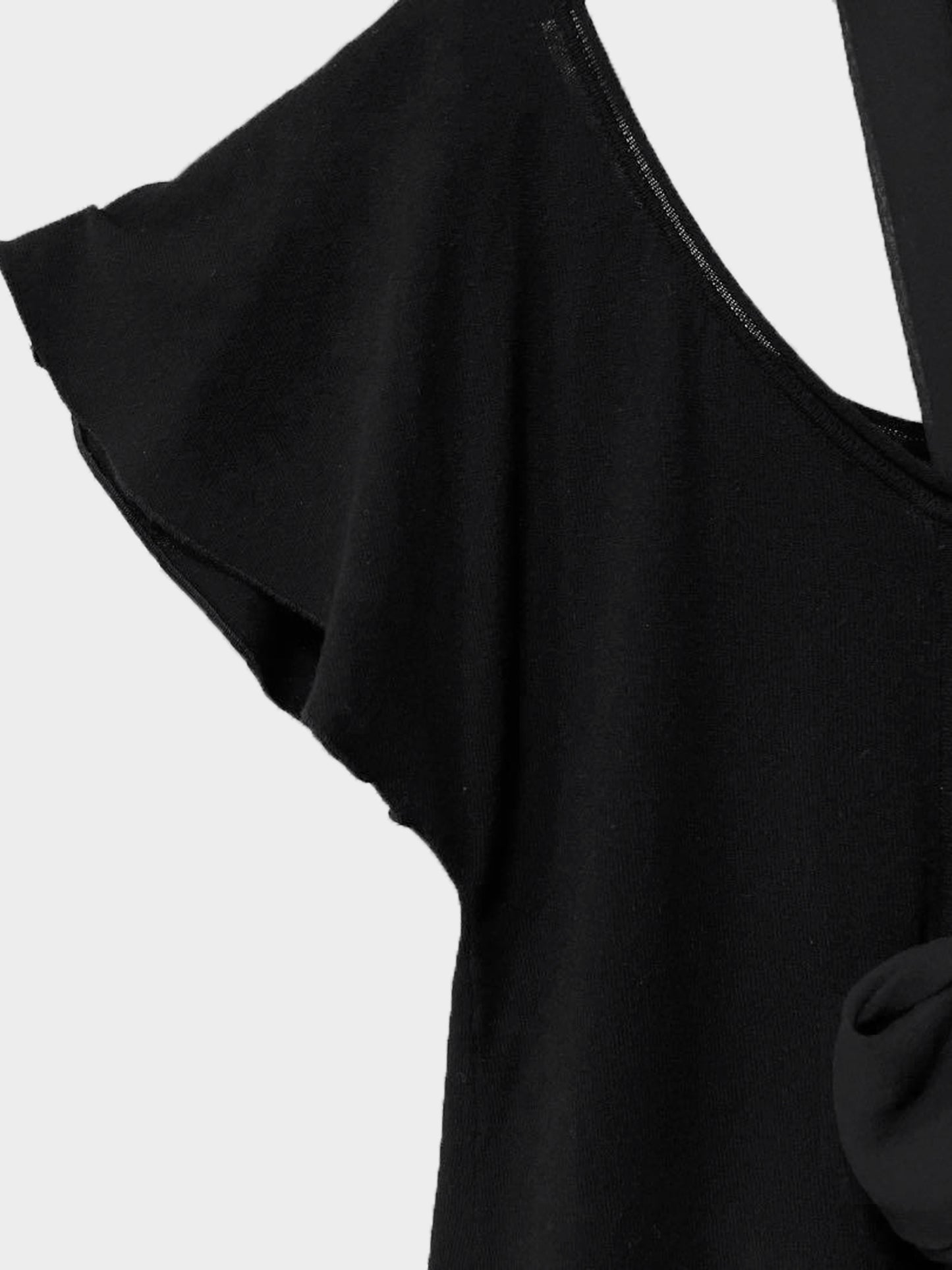 Valentino 1990s Black Viscose and Chiffon Tie Scarf Short-Sleeved Top