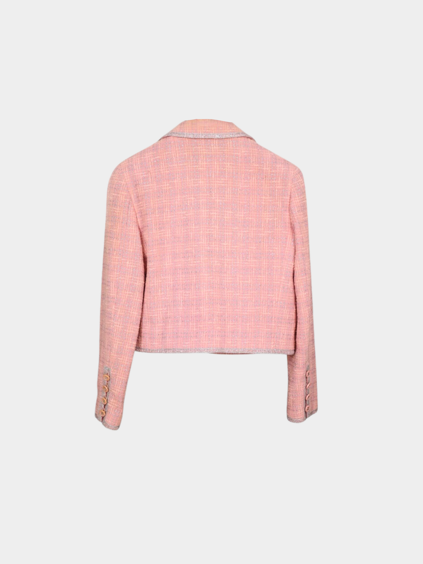 Chanel 1990s Cherry Blossom Pink Tweed Four-Pocket Jacket & Dress Set