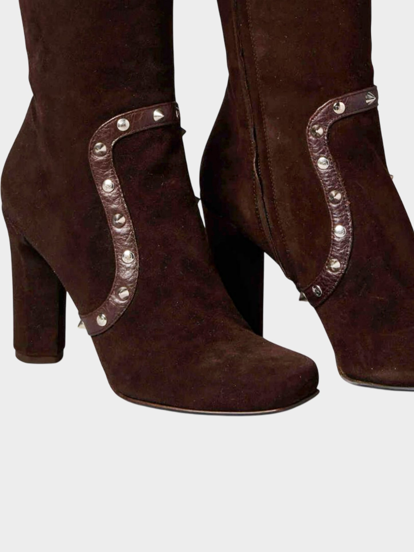 Dolce and Gabbana 2010s Brown Suede Studded High Boots