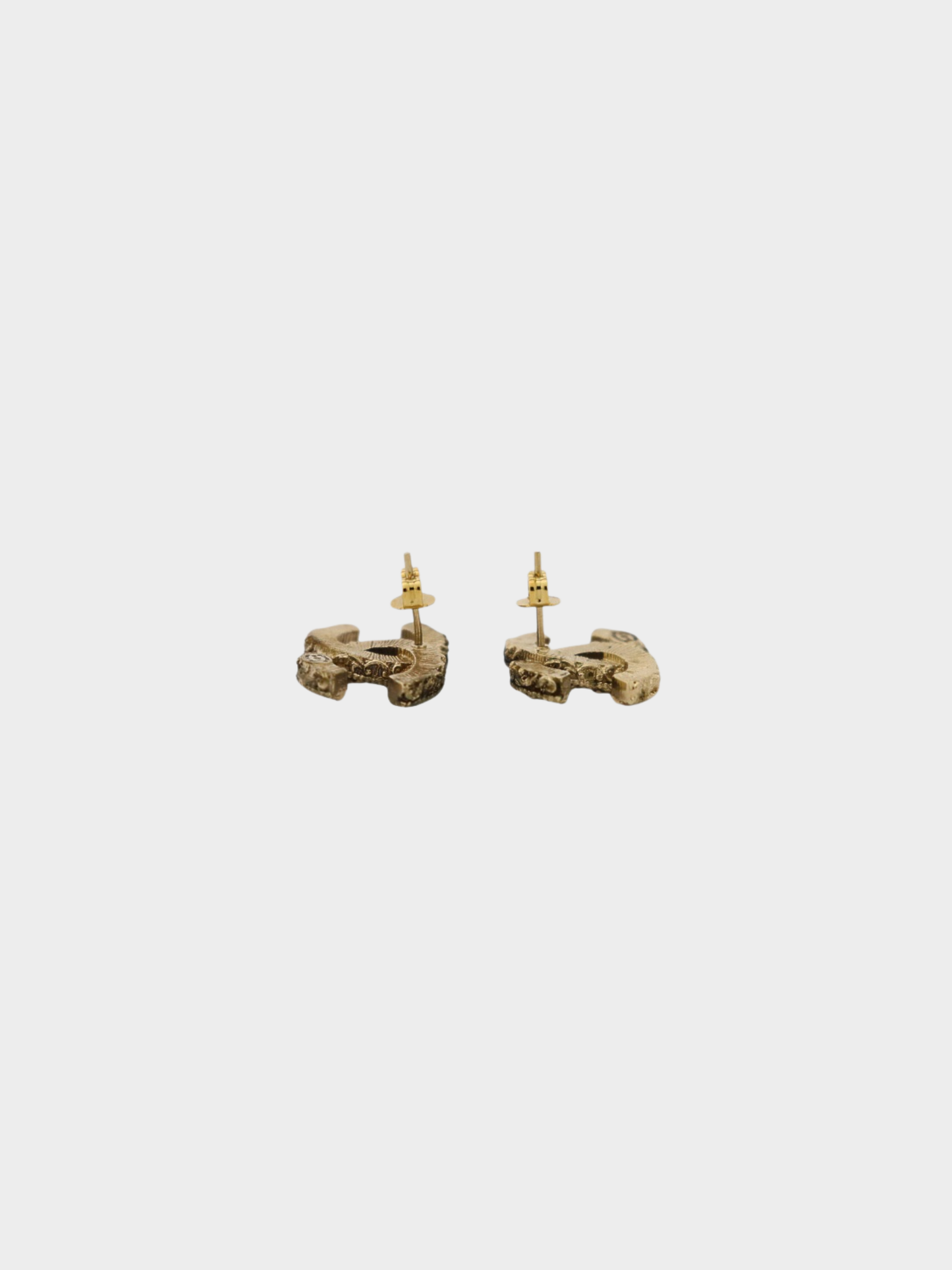 Chanel 2014 Gold Black Plated Metal COCO Earrings