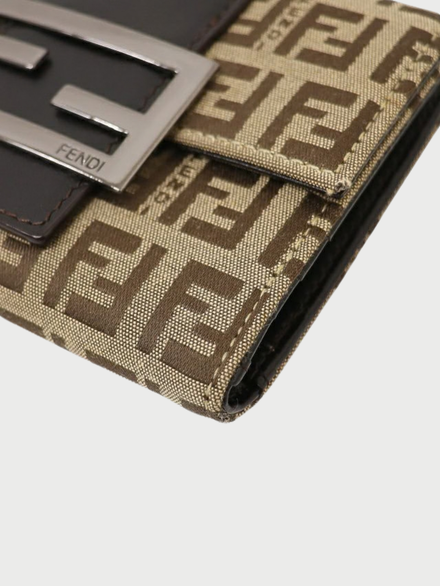 Fendi 2000s Beige Zucchino Canvas Compact Wallet