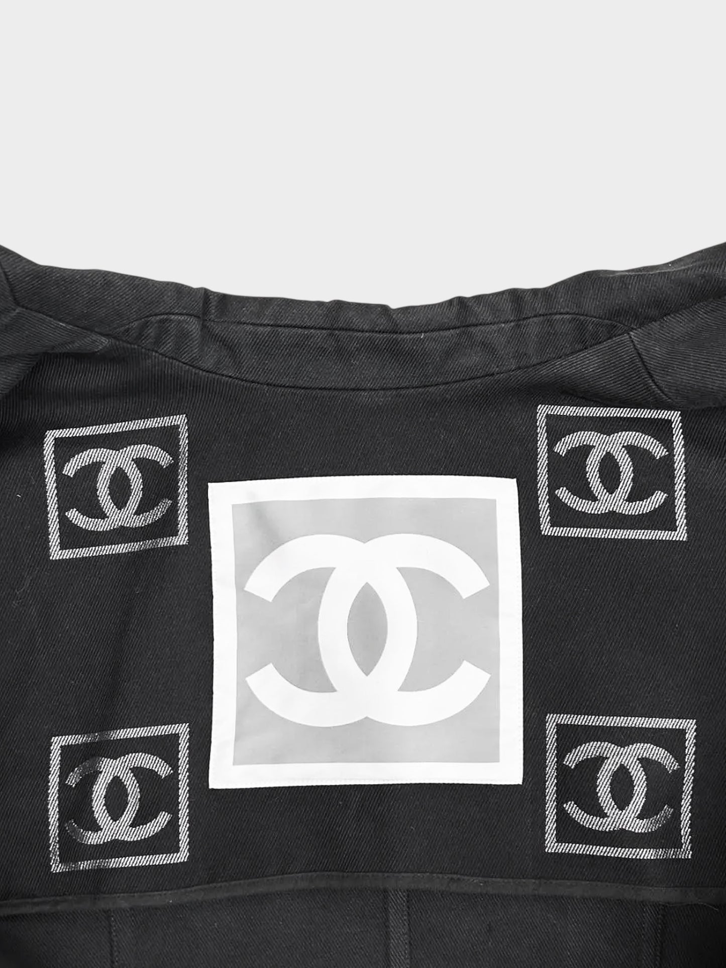 Chanel Sport 2006 Black Cotton Jacket with Leather Trim