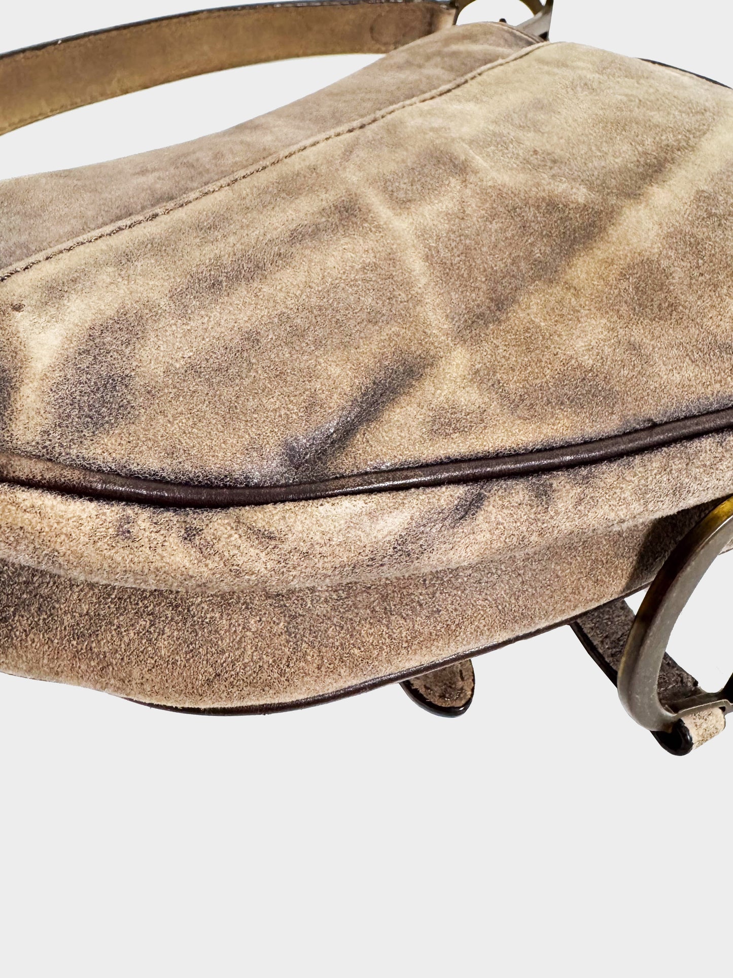 Christian Dior 2001 Aged Brown Suede Saddle Bag