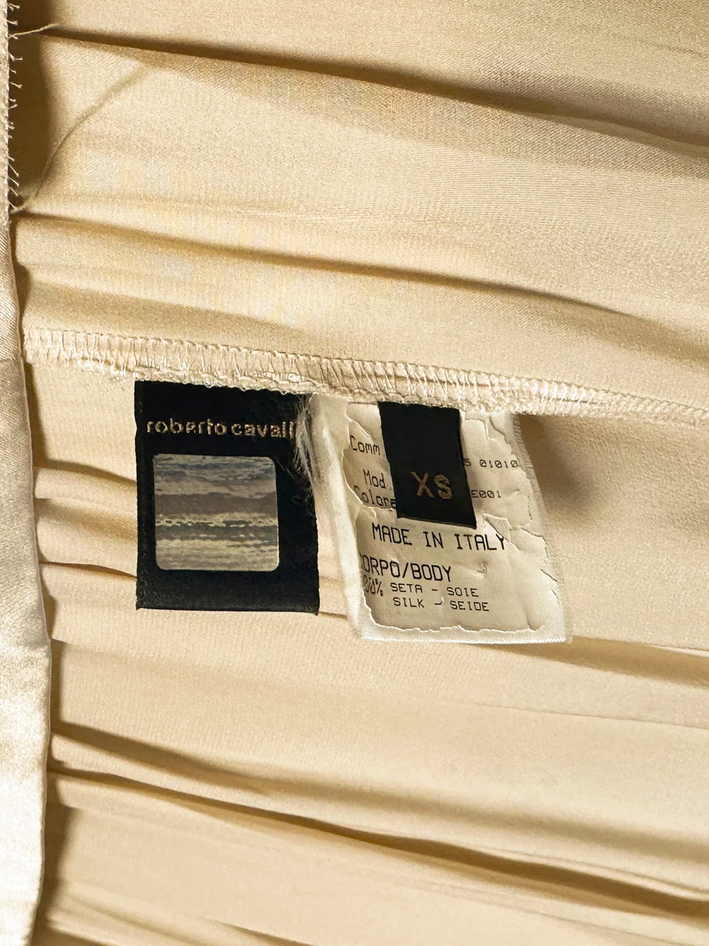 Roberto Cavalli SS 2005 Beige Silk Midi Skirt