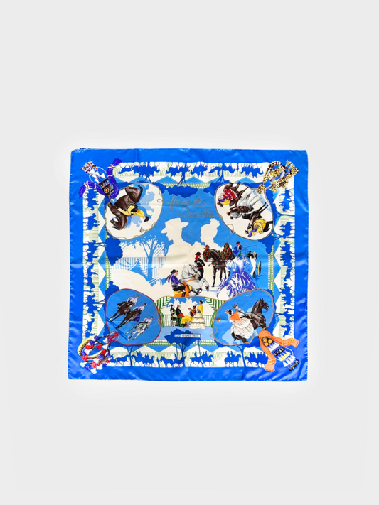 Hermès 2000s Blue Feria de Sevilla Carre 90 Silk Scarf