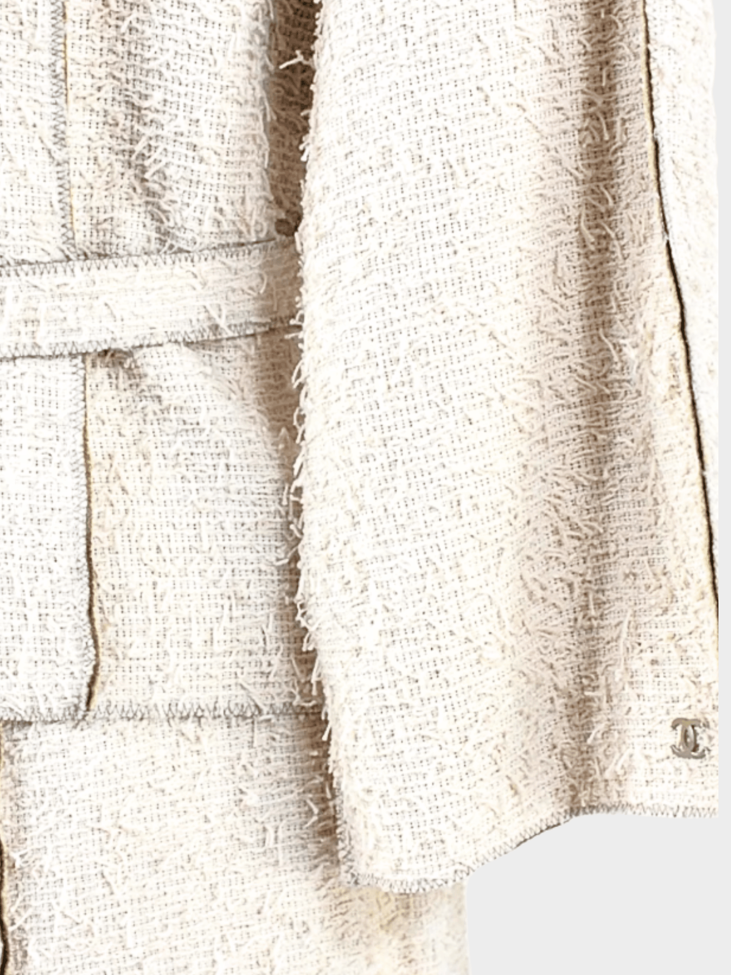 Chanel 1999 Beige Fringed Blazer and Skirt Set