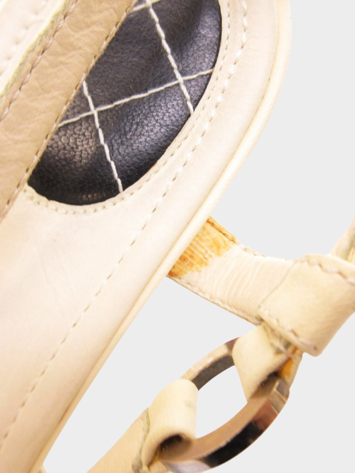 Chanel 2000s Beige Leather CC Studded Heels
