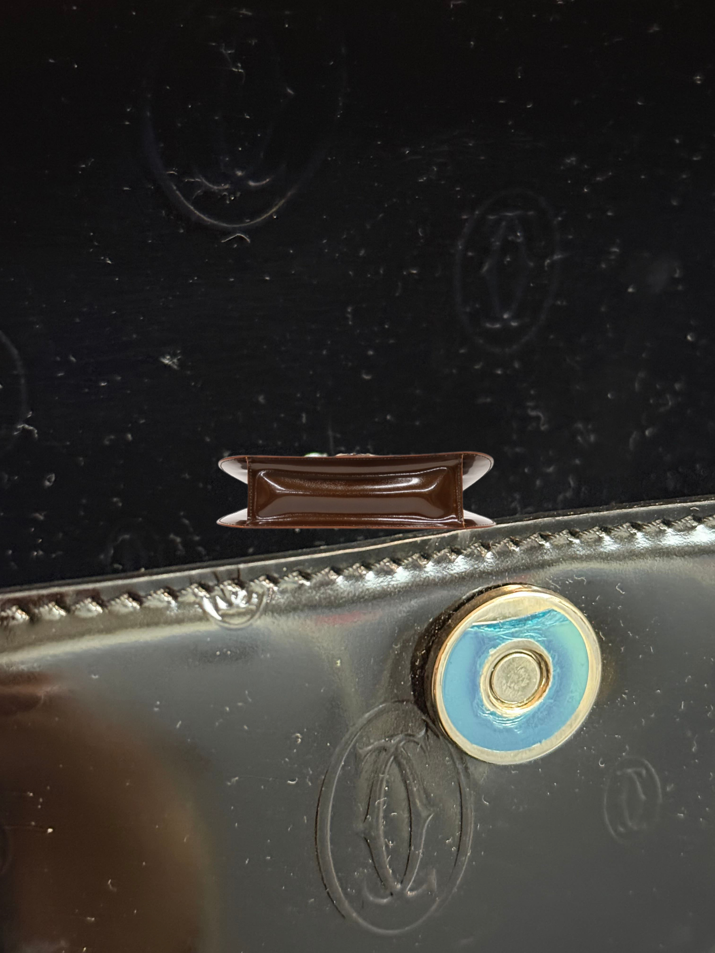 Cartier 2000s Onyx Black Patent Calfskin Happy Birthday Shoulder Bag