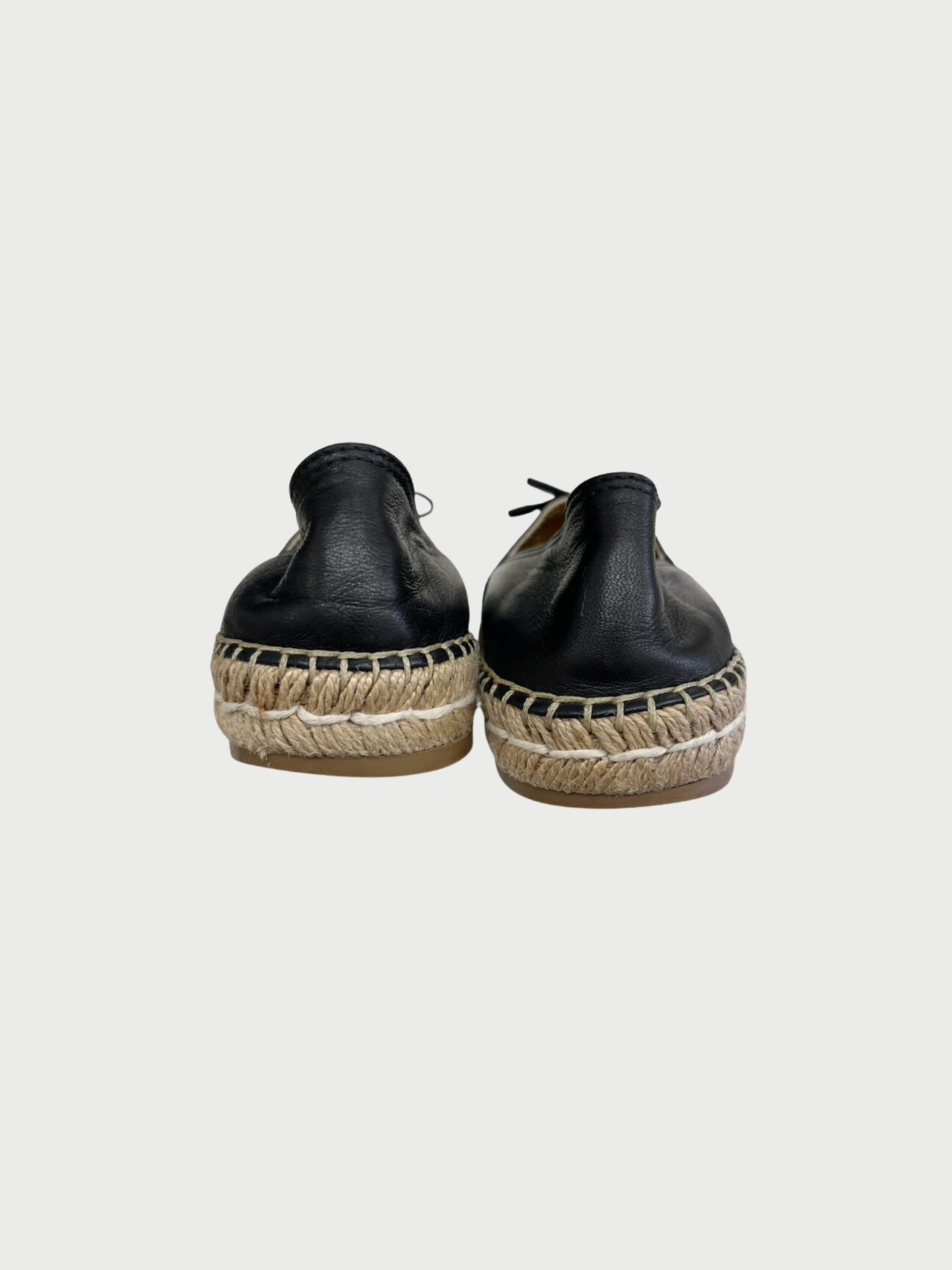 Prada 2010s Black Leather Bow Espadrilles
