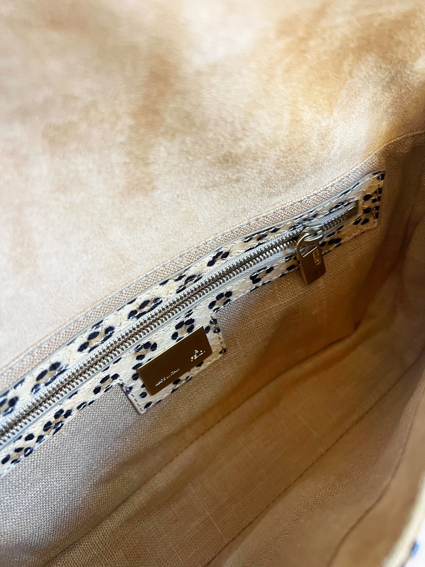 Fendi 2000s Leopard Print Python Baguette Bag