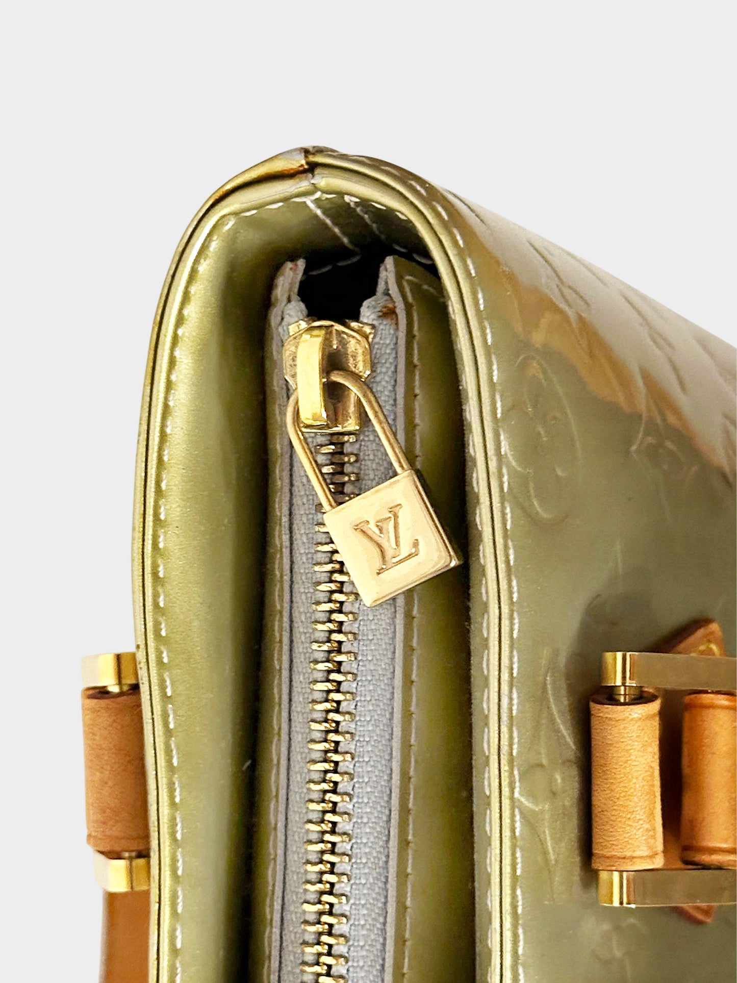 Louis Vuitton 2000s Green Monogram Vernis Houston Tote Bag