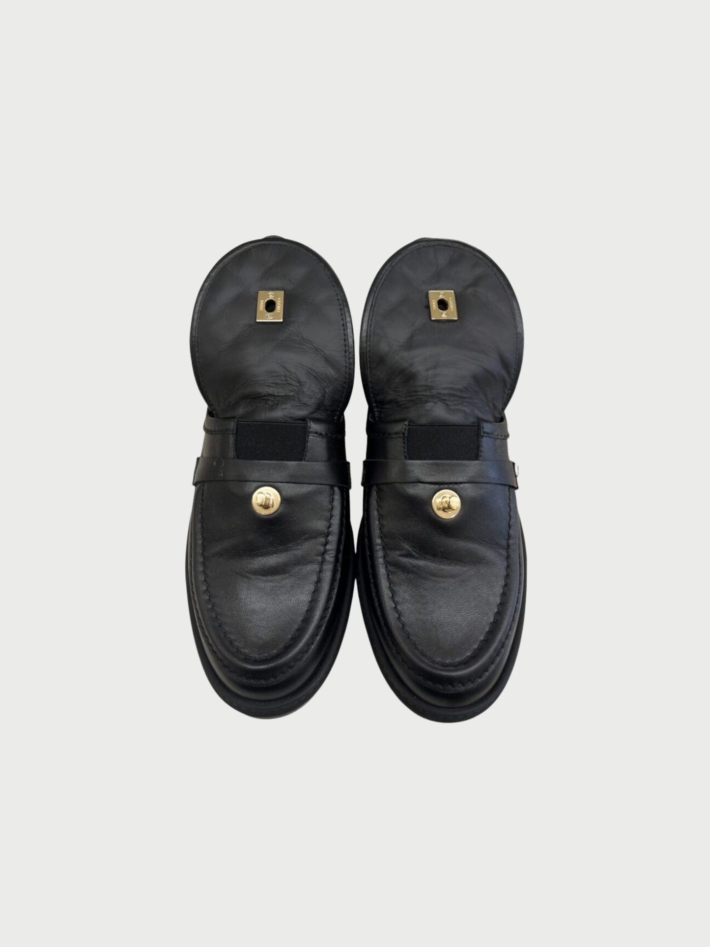 Chanel FW 2020-2021 Black Quilted Leather Turn Lock Loafers
