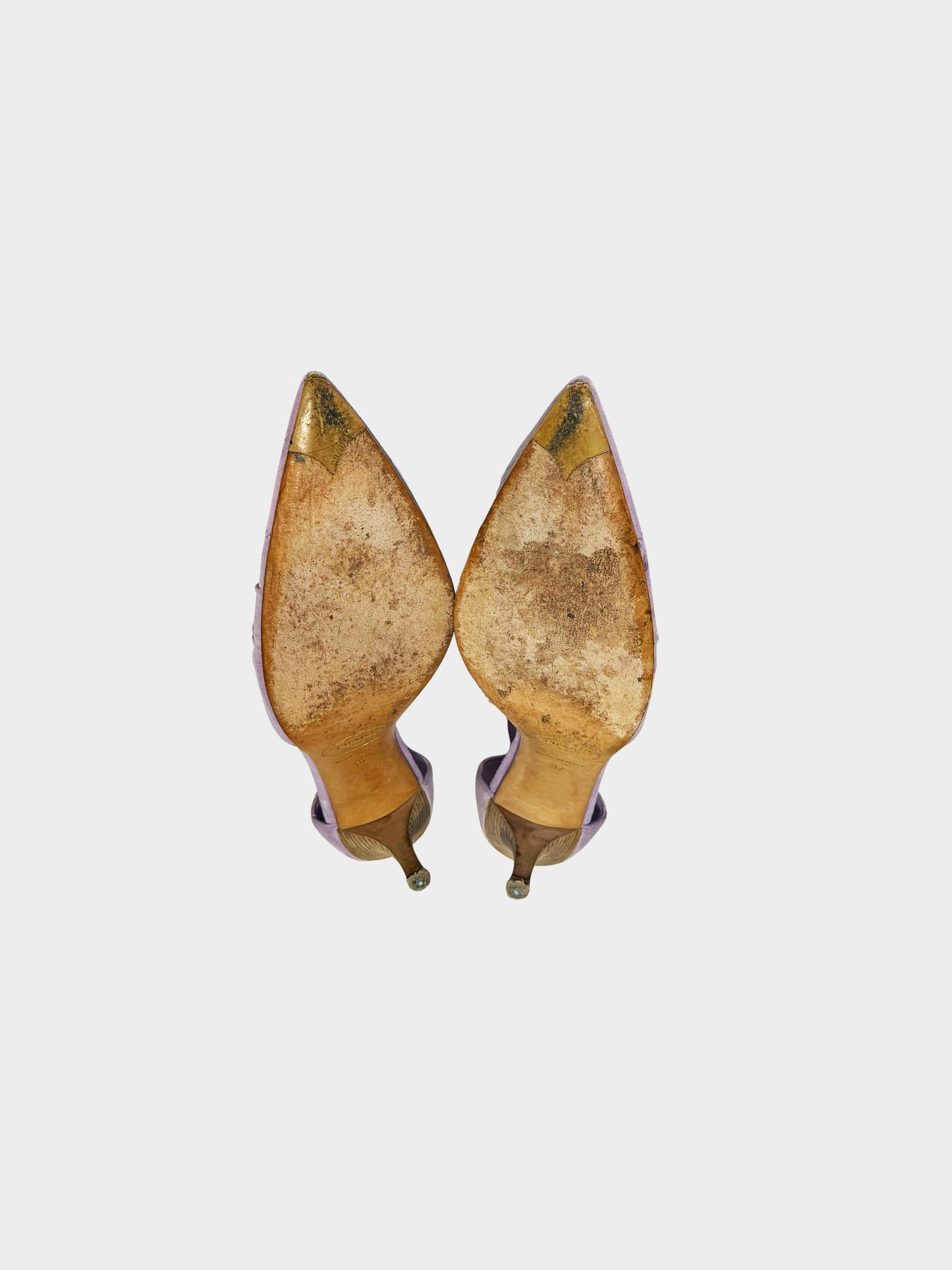 Prada 2000s Purple Suede Gathered-detail Heels