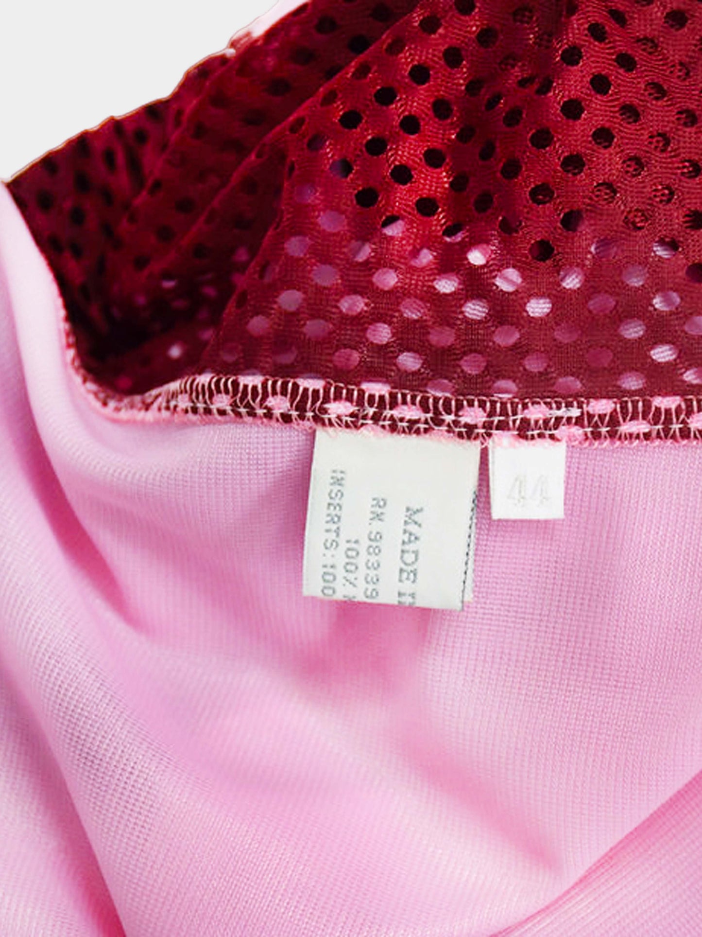 Miu Miu SS 2000 Pink and Maroon Perforated Belted Dress
