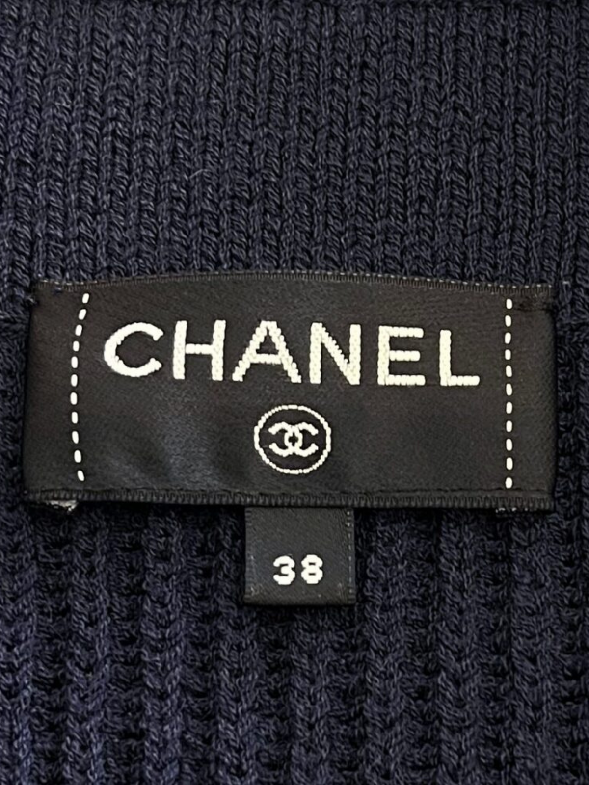 Chanel 2025 Navy Wool Knit 4 Pocket Cardigan
