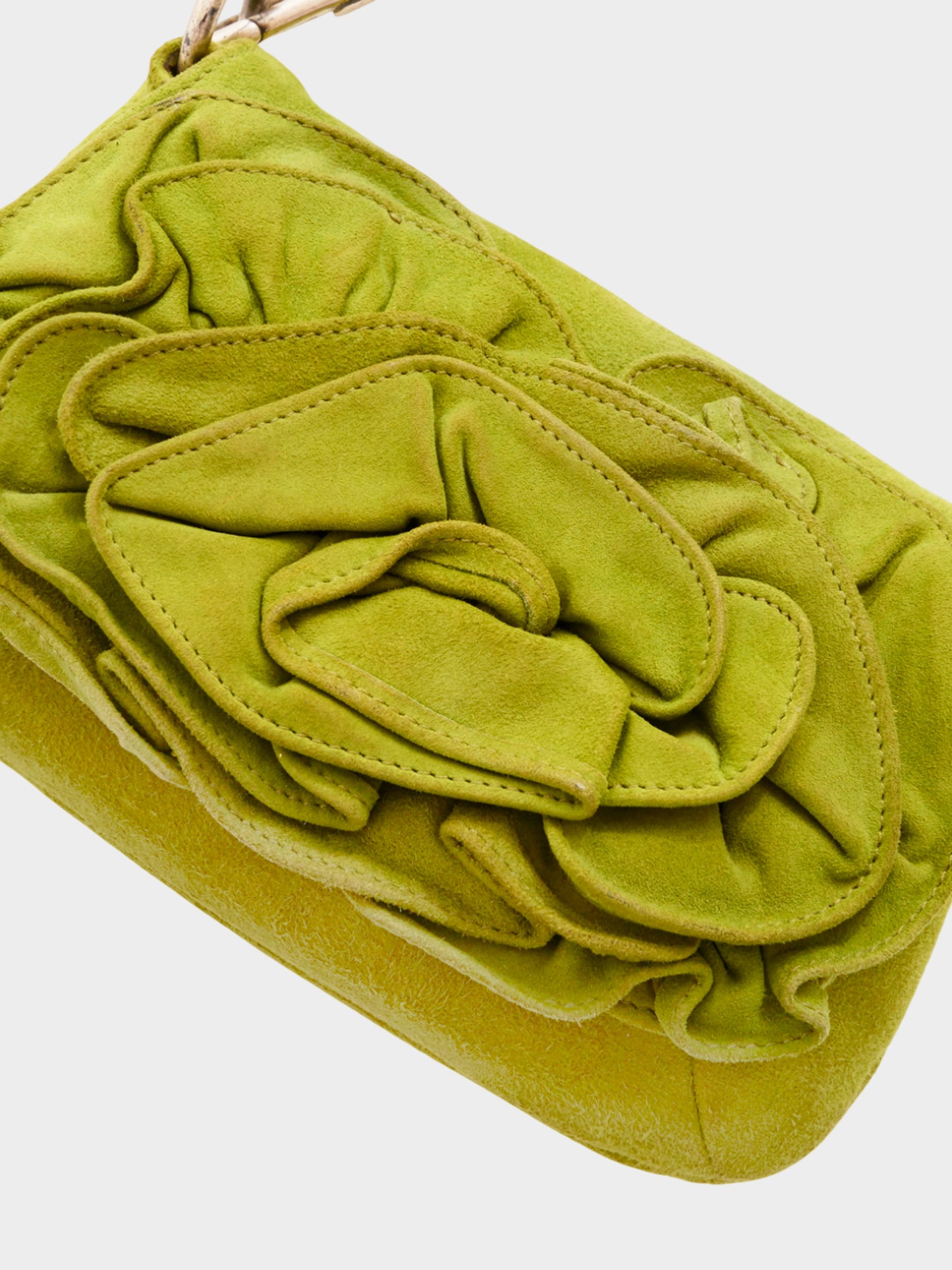 Yves Saint Laurent by Tom Ford FW 2003 Green Suede Nadja Rosette Bag