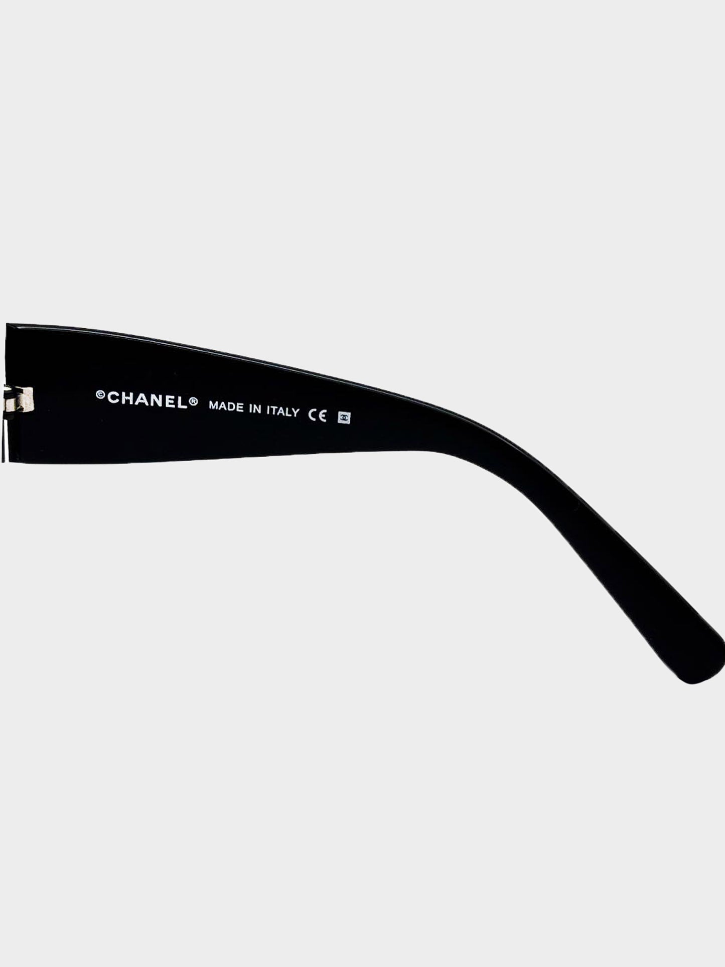 Chanel 2000s Black and Brown Oversized CC Shield Sunglasses