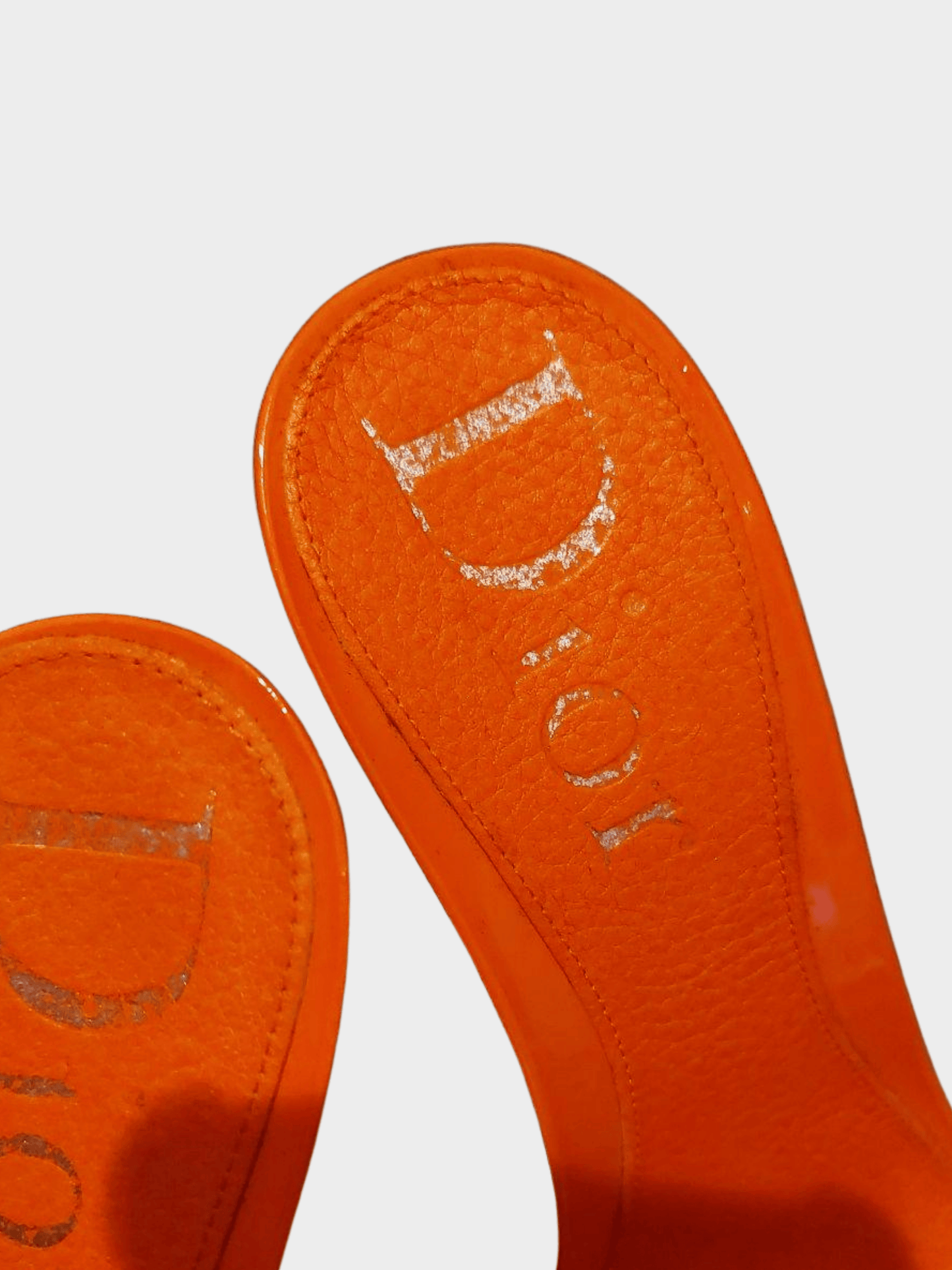 Christian Dior by John Galliano Early 2000s Orange Leather CD Logo Heels