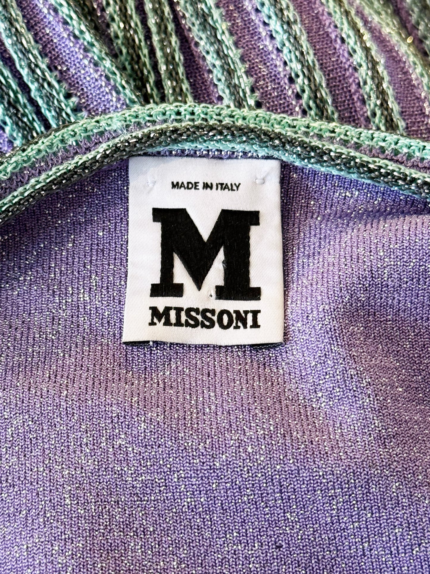 Missoni 2000s Purple and Green Knitted Long Halter Dress
