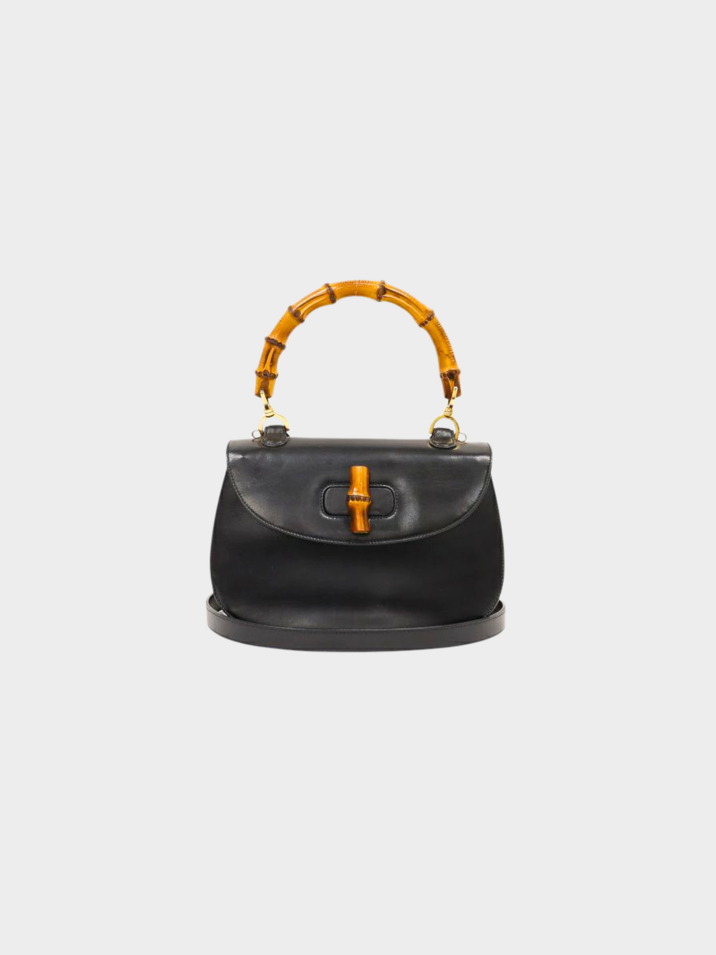 Gucci 1990s Black Bamboo 1947 Two-way Bag