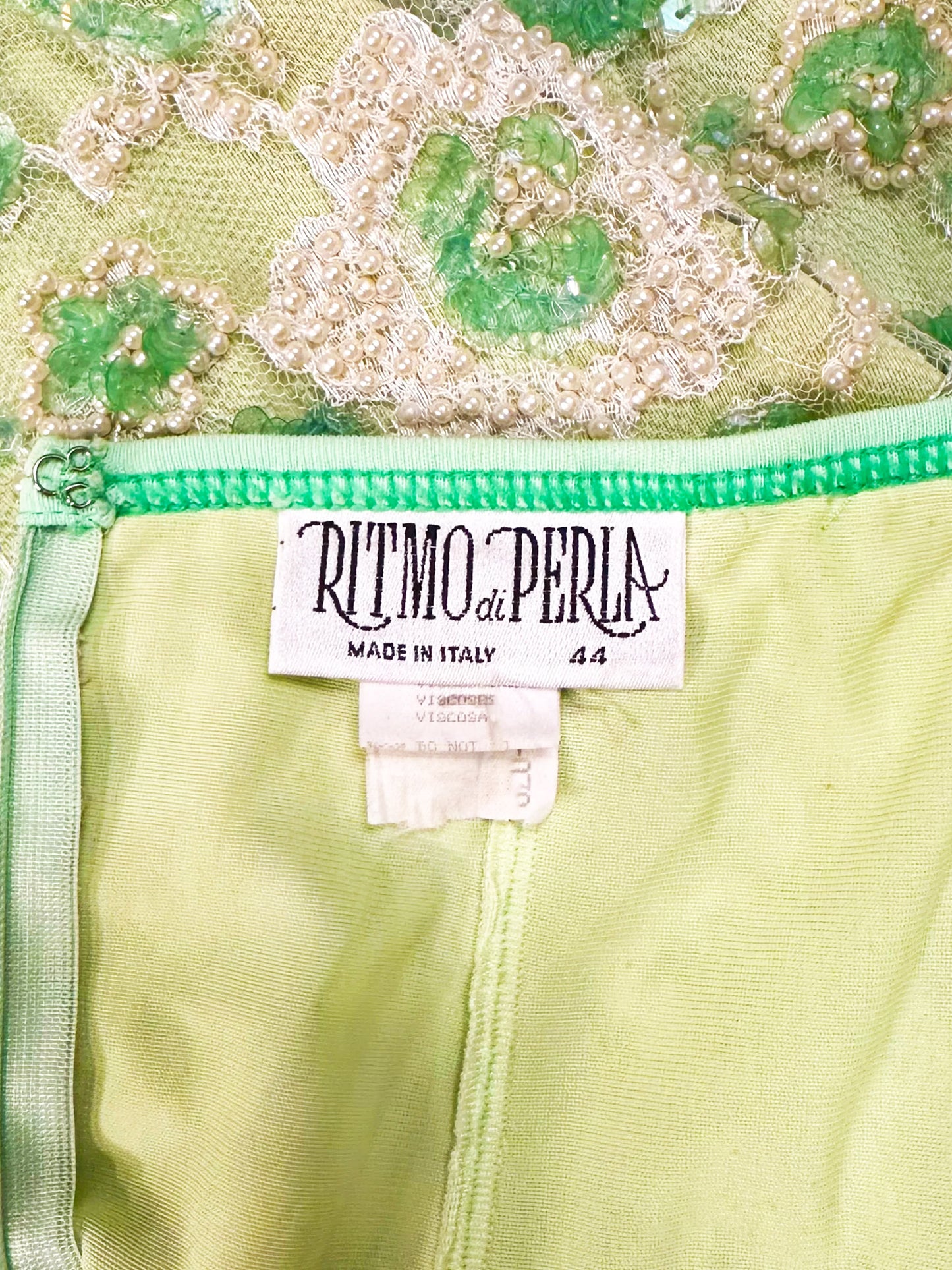 La Perla 1990s Green Embroidered Pencil Skirt