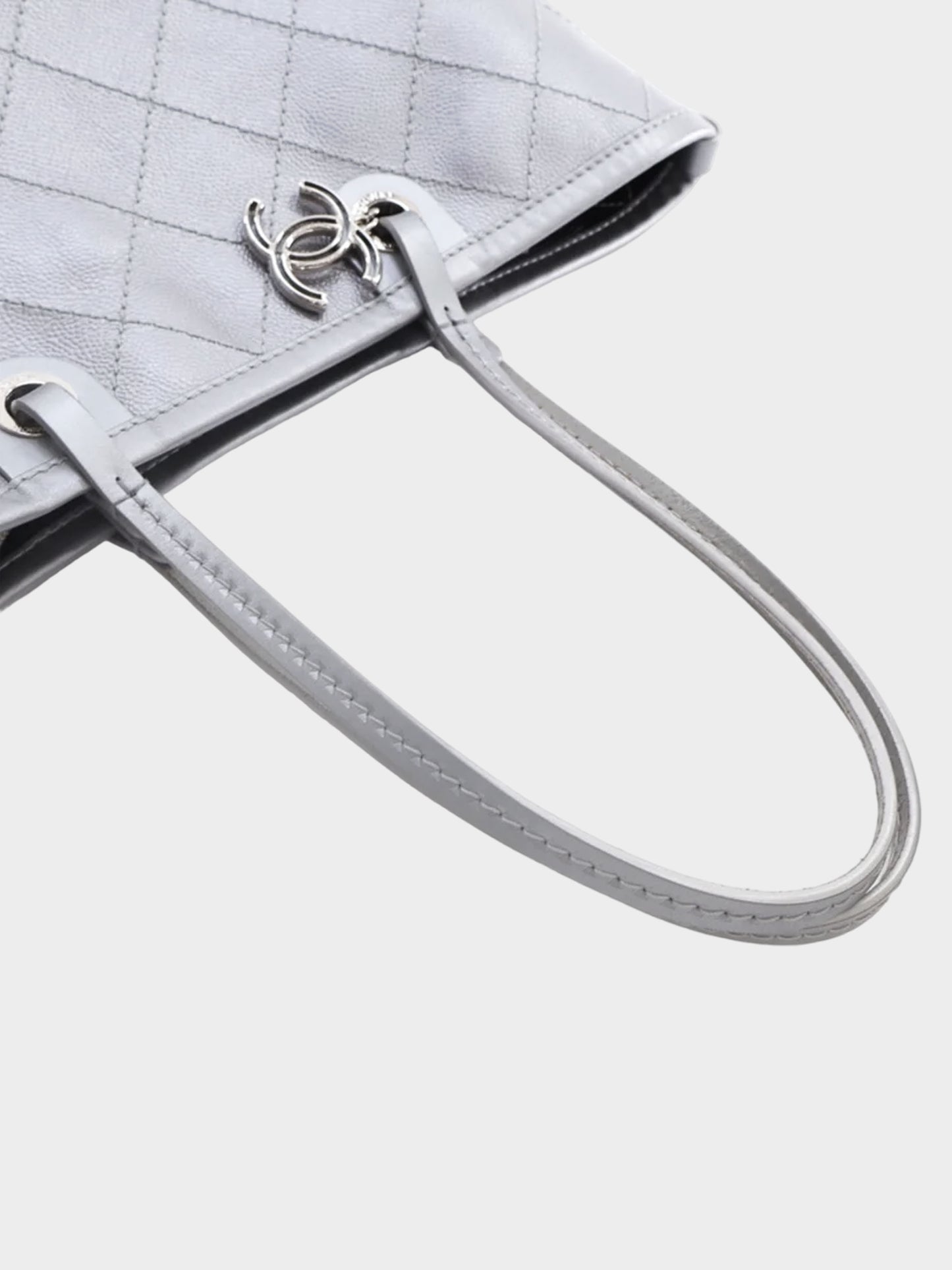 Chanel 2014-2015 Metallic Silver Caviar Shopping Tote