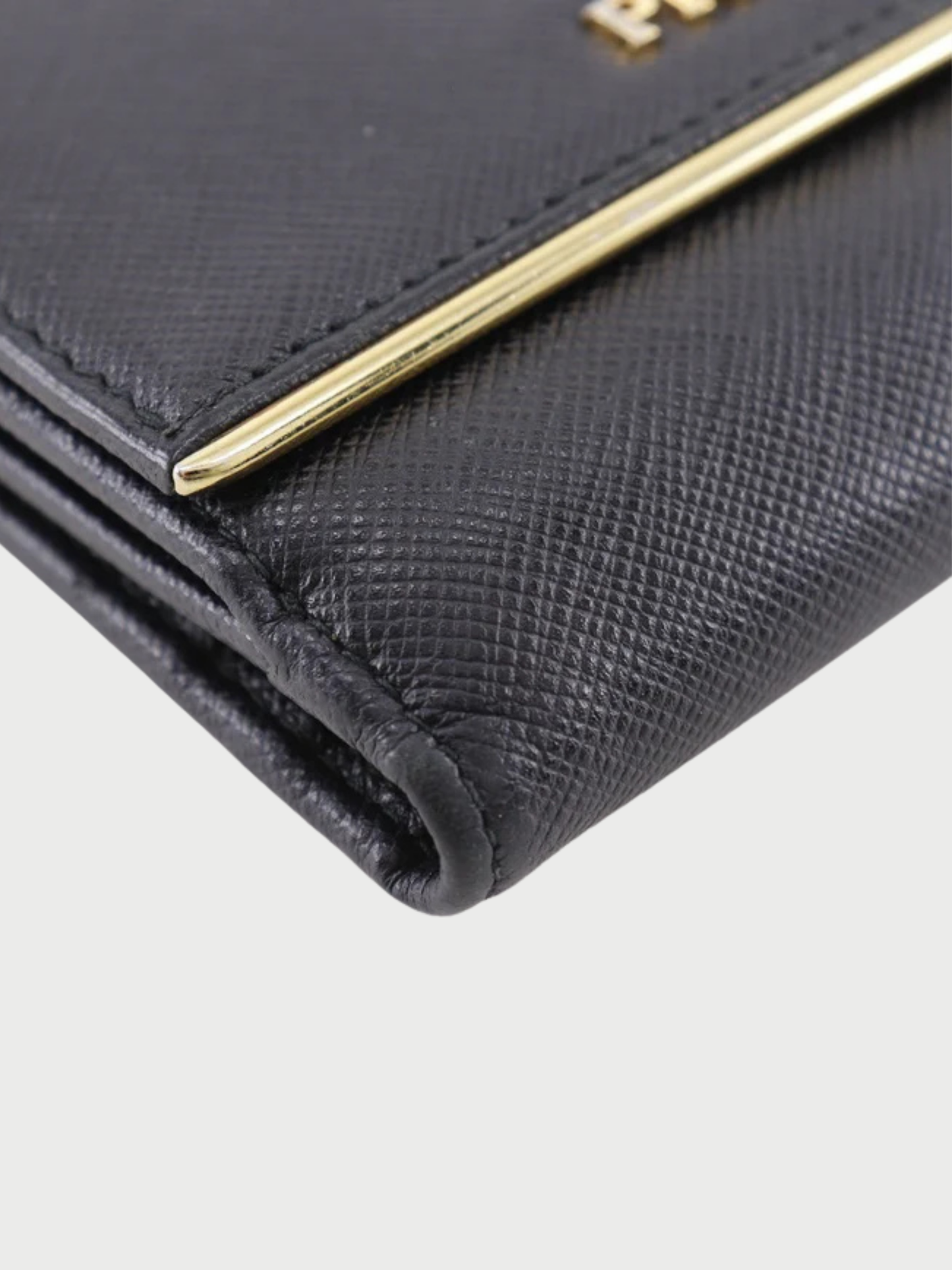 Prada 2000s Black Saffiano Logo Bi-Fold Wallet
