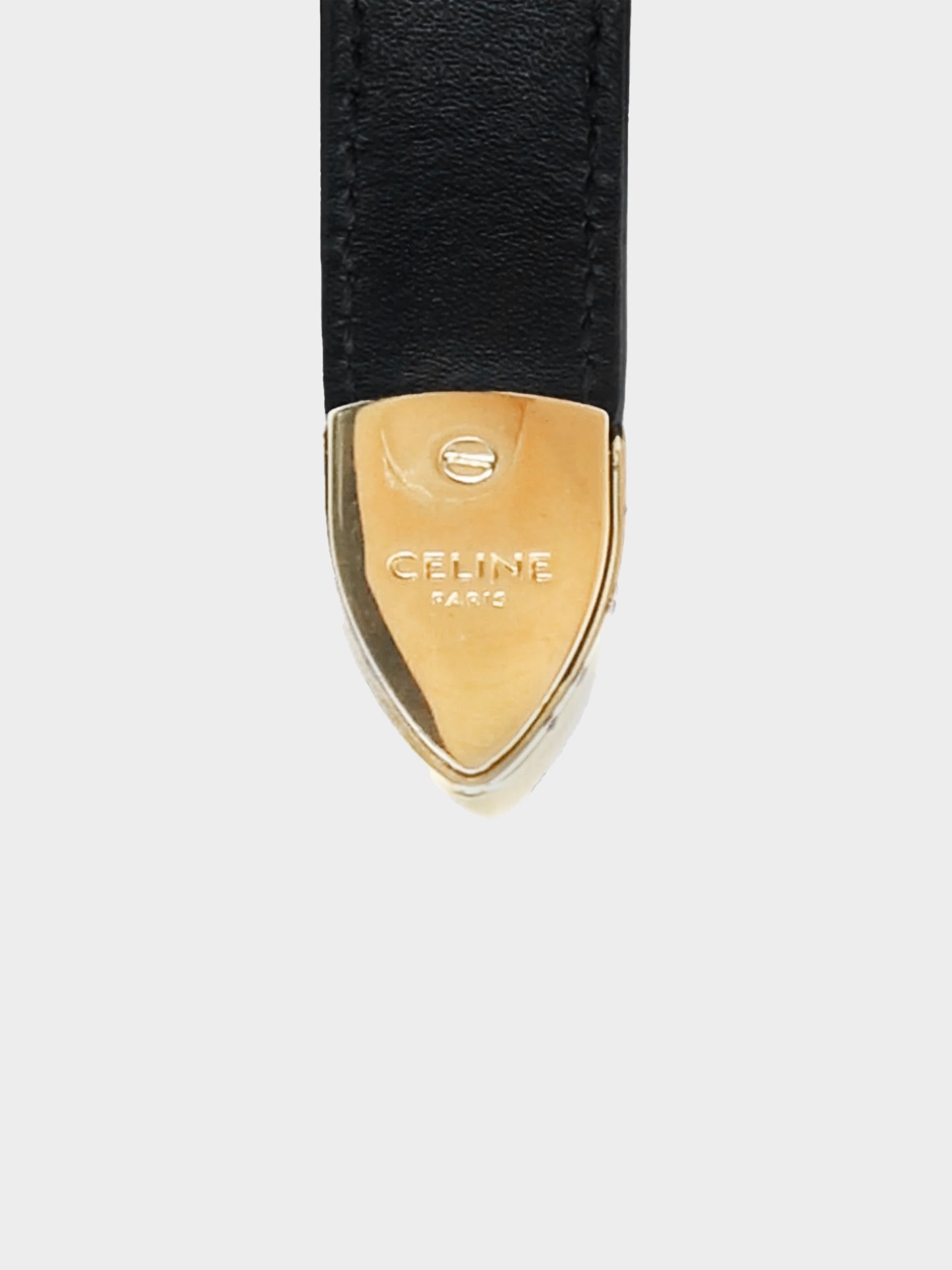 Céline by Phoebe Philo 2010s Black and Gold Leather Belt