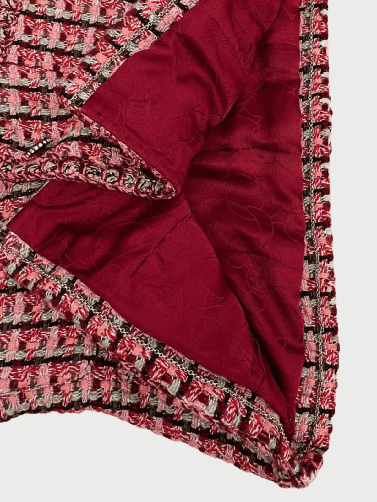Chanel By Karl Largerfeld 2002 Pink Red Tweed Four Pocket Jacket