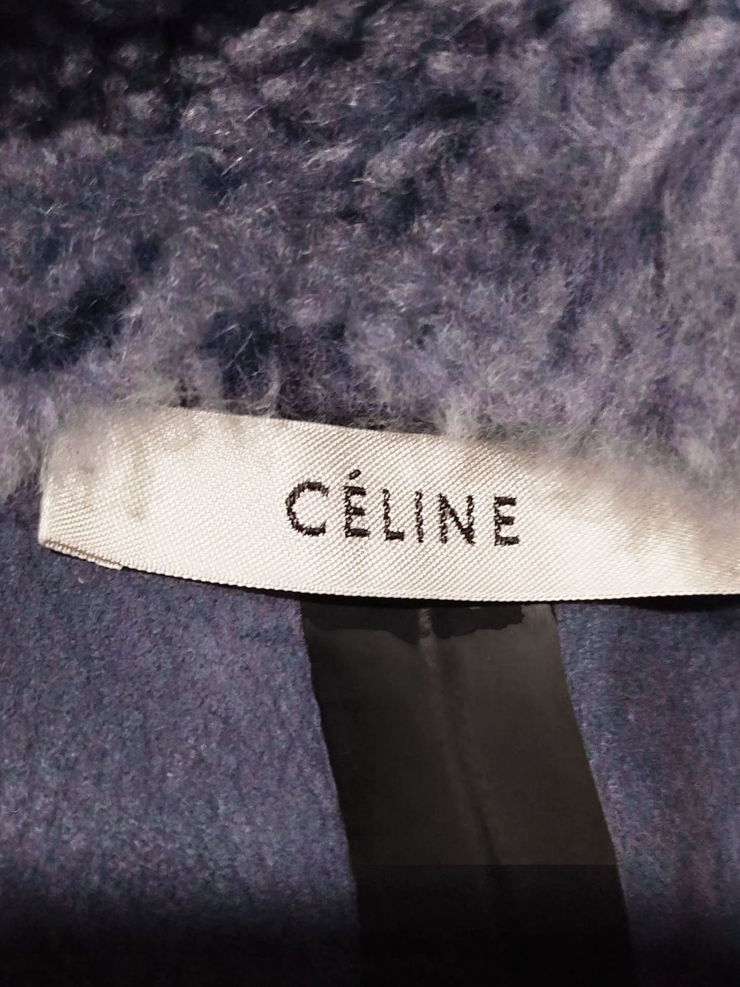 Celine by Phoebe Philo Late 2010s Blue Shearling Fur Coat