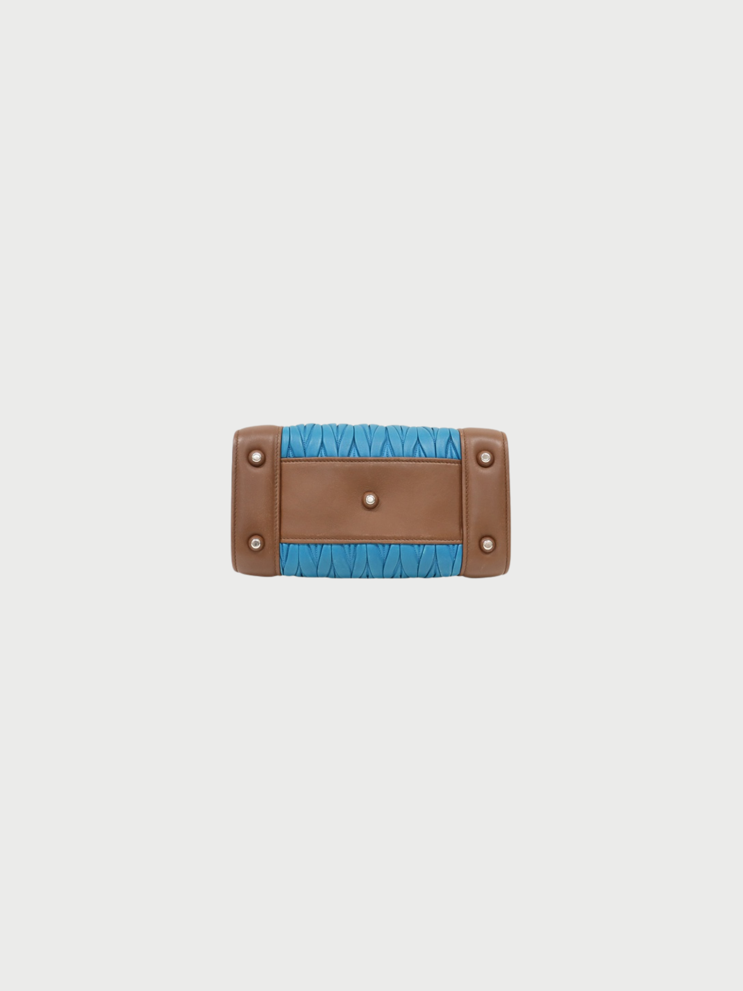 Miu Miu 2010s Brown Blue Leather Matelassé 2Way Bag