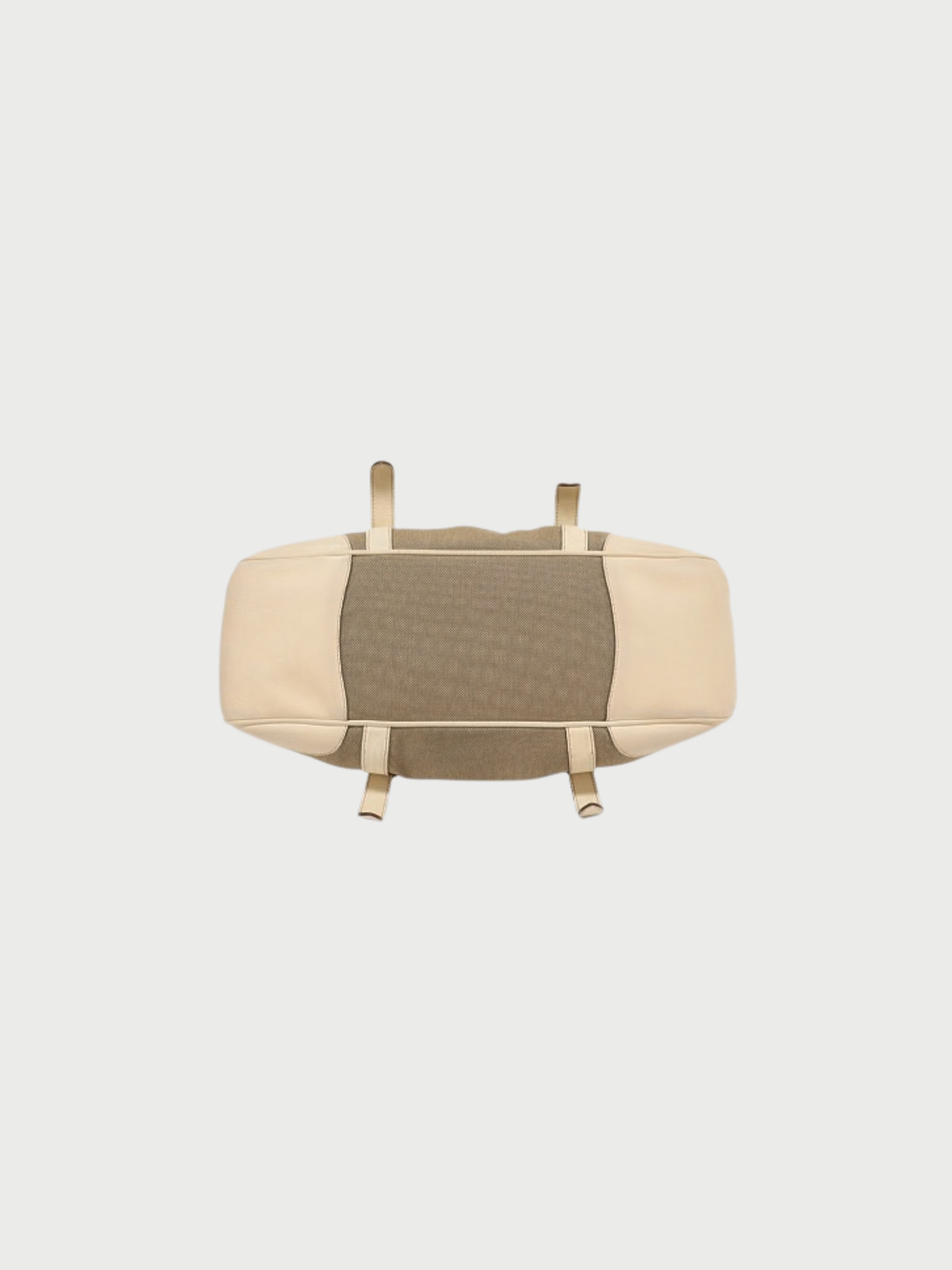 Prada 2000s Beige White Jacquard Leather Logo 2-Way Bag
