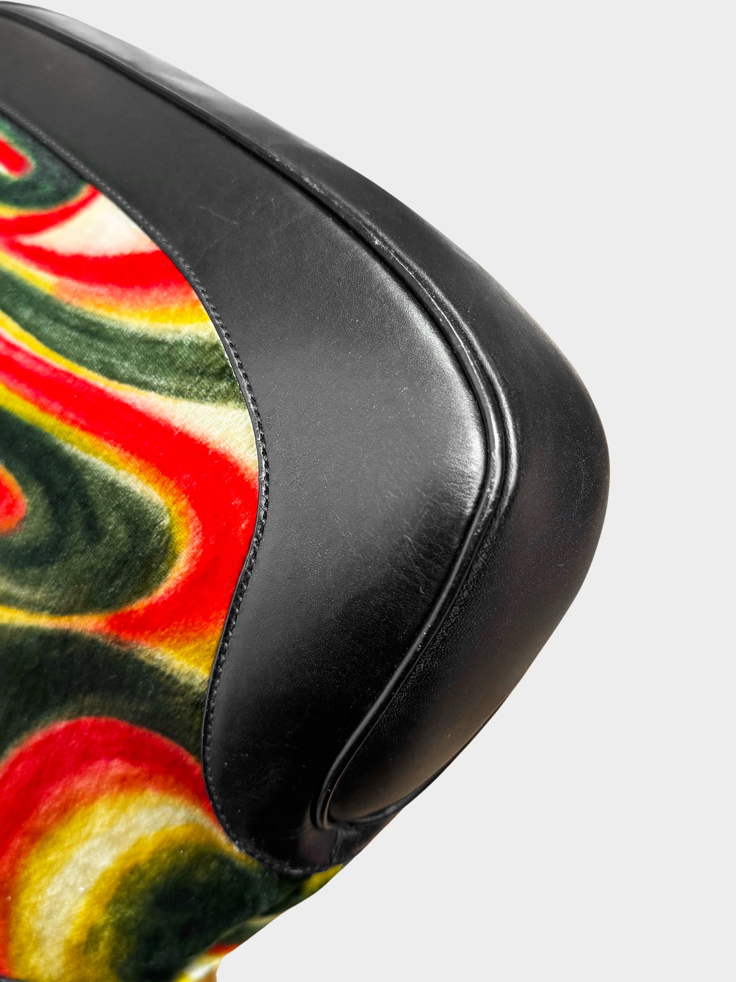 Gucci by Tom Ford FW 1999 Black and Multicolor Psychedelic Velvet Jackie Handbag
