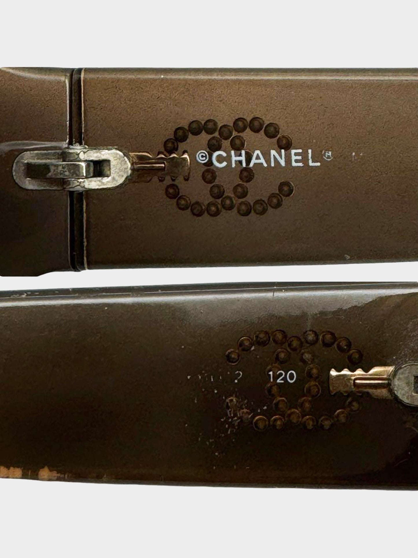 Chanel 1990s Brown CC Oval Sunglasses